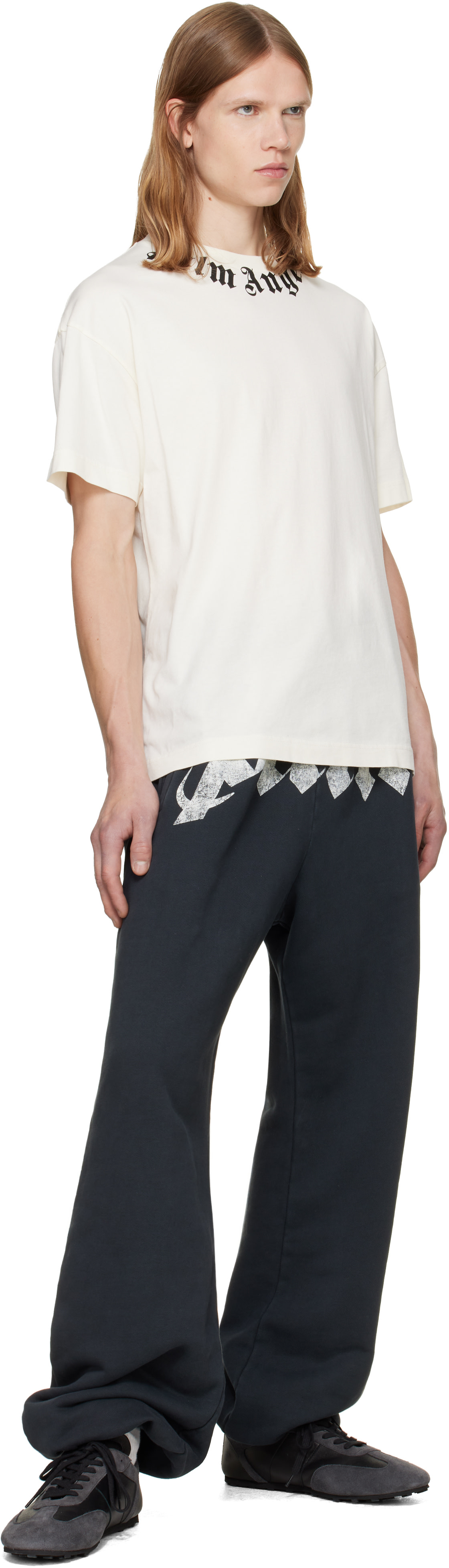 Palm Angels - オフホワイト Neck Logo レギュラーフィット Tシャツ