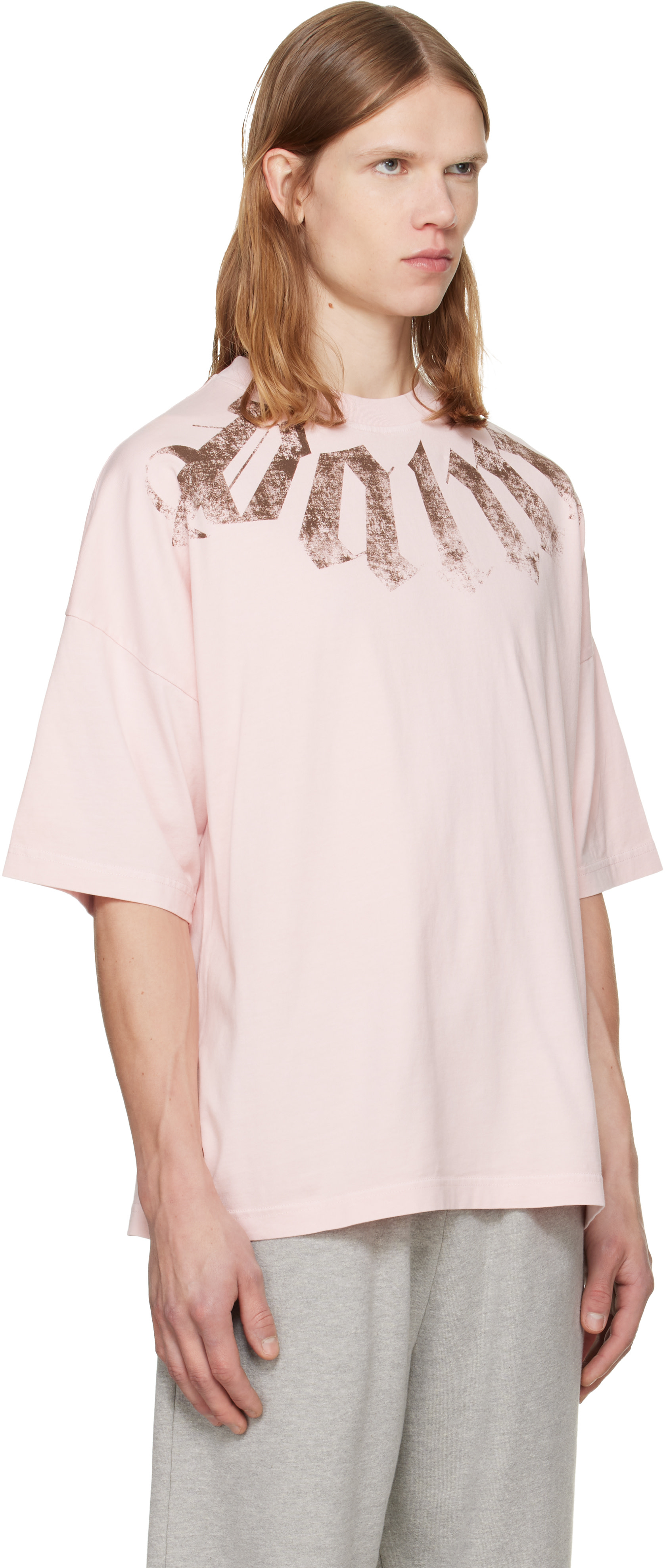 Palm Angels: Pink Big Neck Logo Loose T-shirt | SSENSE