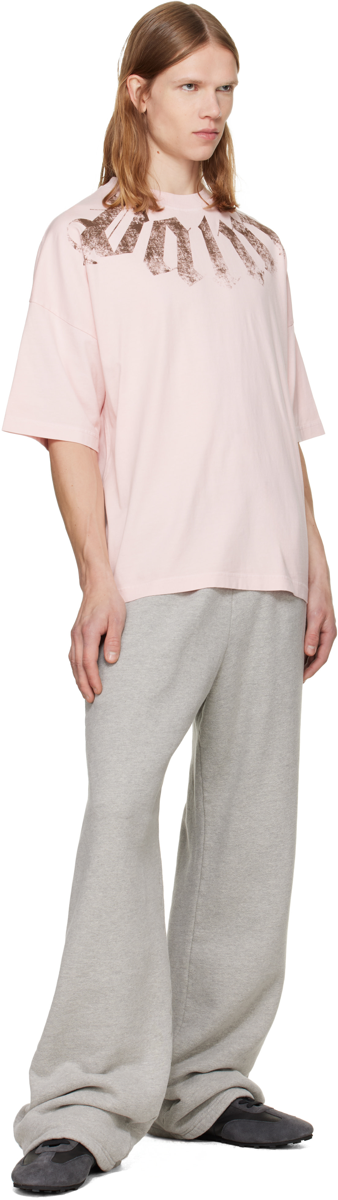 Palm Angels: Pink Big Neck Logo Loose T-shirt | SSENSE