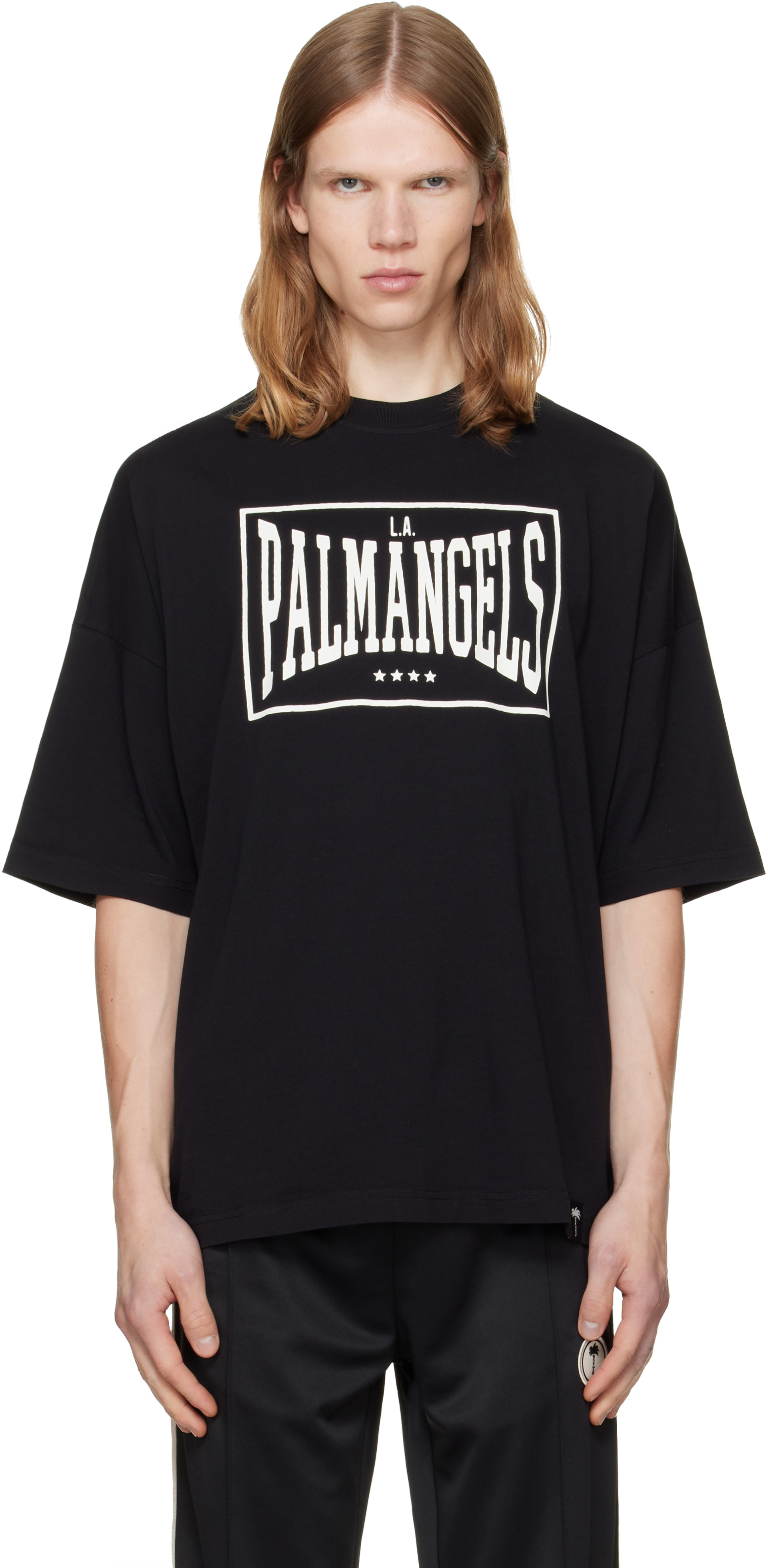 Palm Angels: Black Vintage Box Logo Loose T-shirt | SSENSE