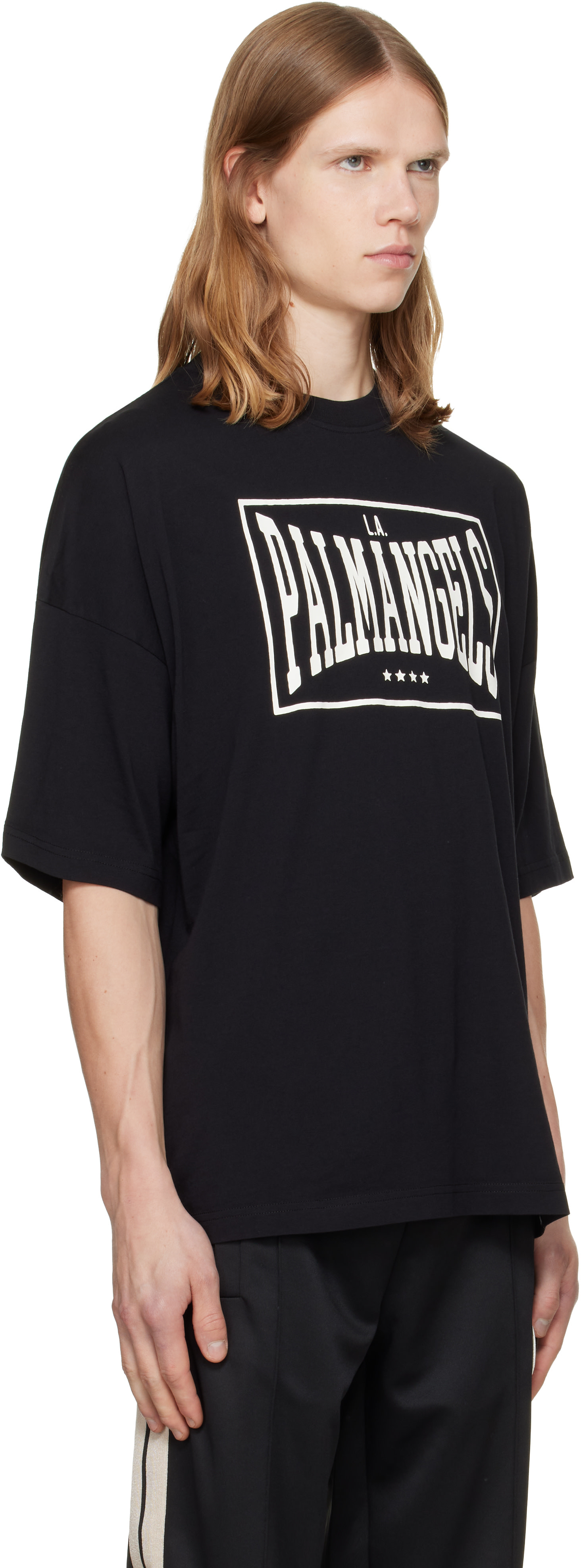 Palm Angels: Black Vintage Box Logo Loose T-shirt | SSENSE