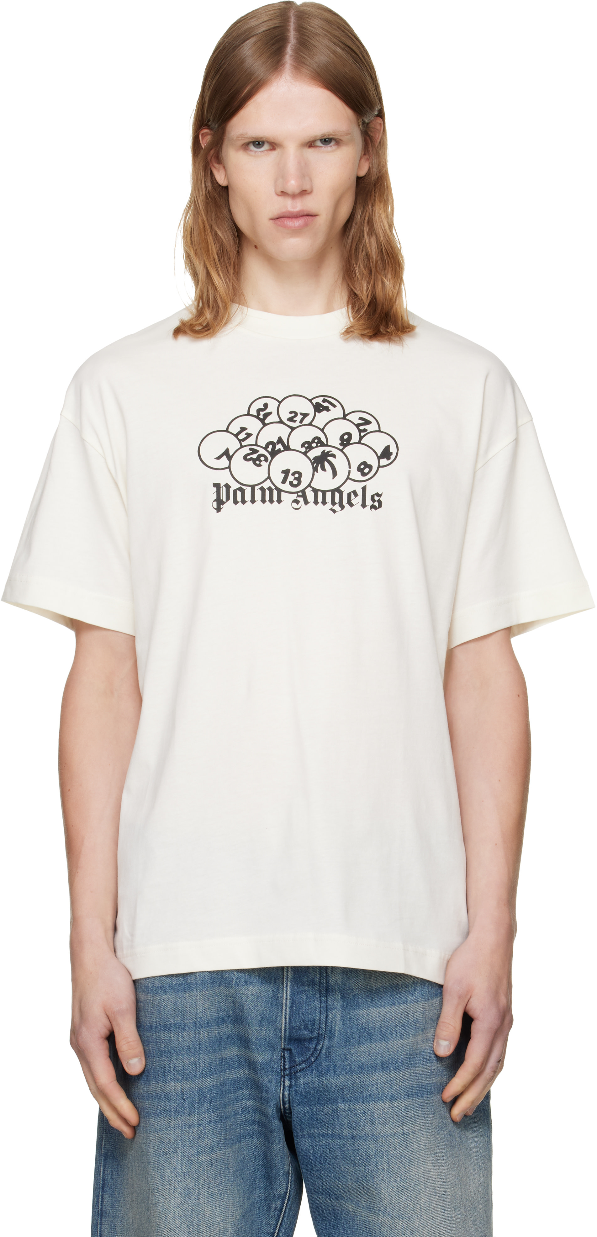 Palm Angels - オフホワイト 'PA' Pool レギュラーフィット Tシャツ