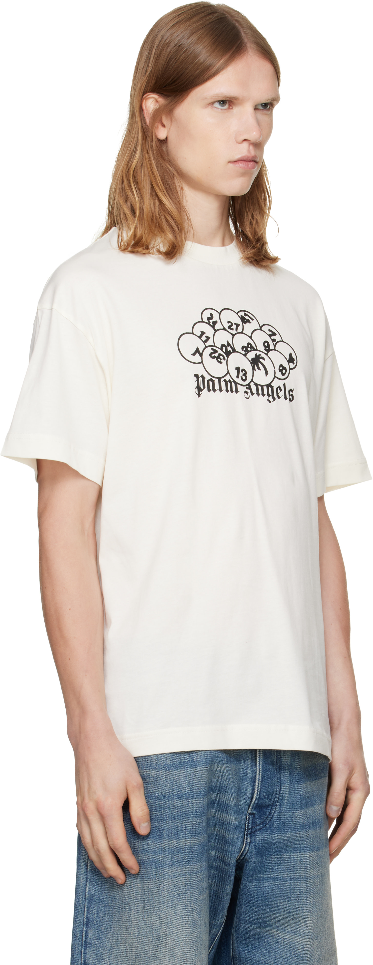 Palm Angels - オフホワイト 'PA' Pool レギュラーフィット Tシャツ