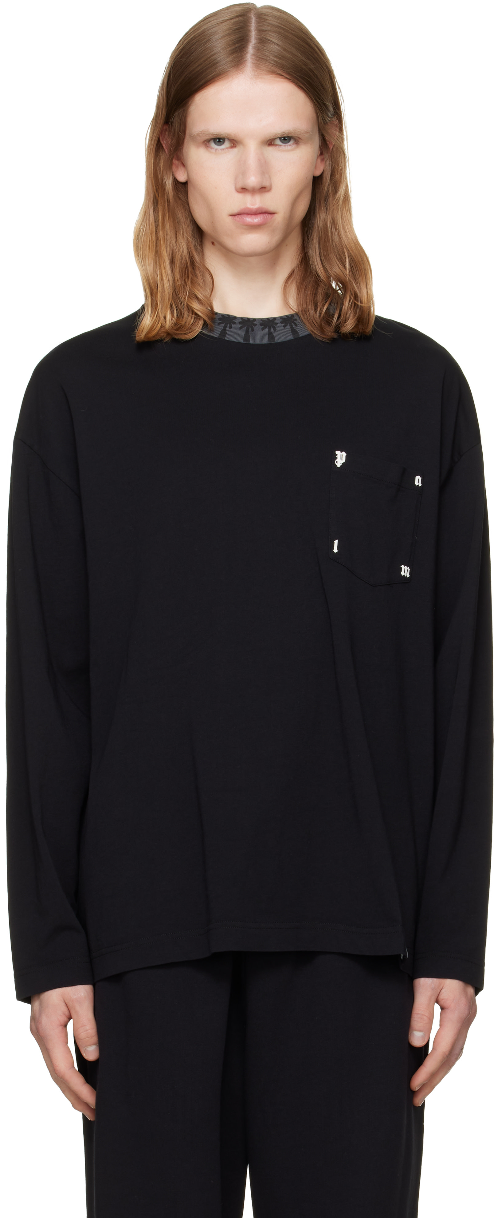 Palm Angels: Black Palm Rib Long Sleeve T-shirt | SSENSE
