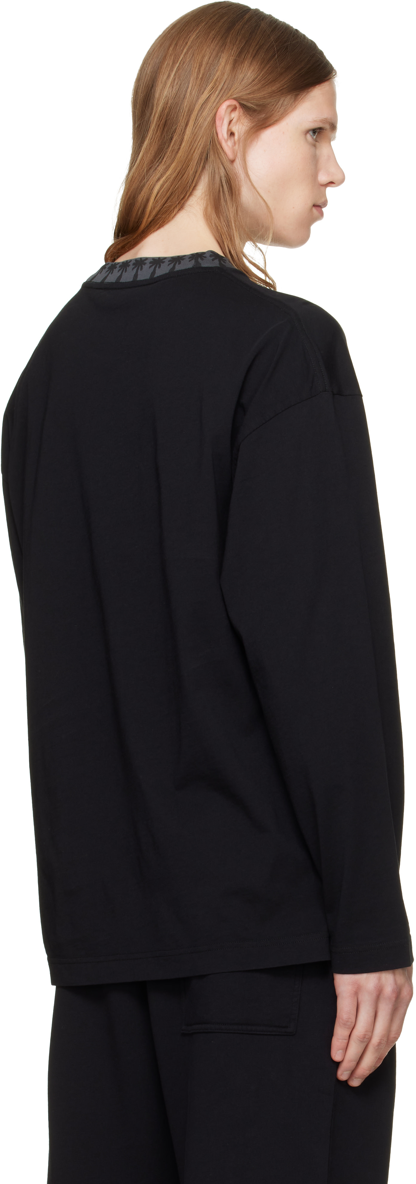 Palm Angels: Black Palm Rib Long Sleeve T-shirt | SSENSE