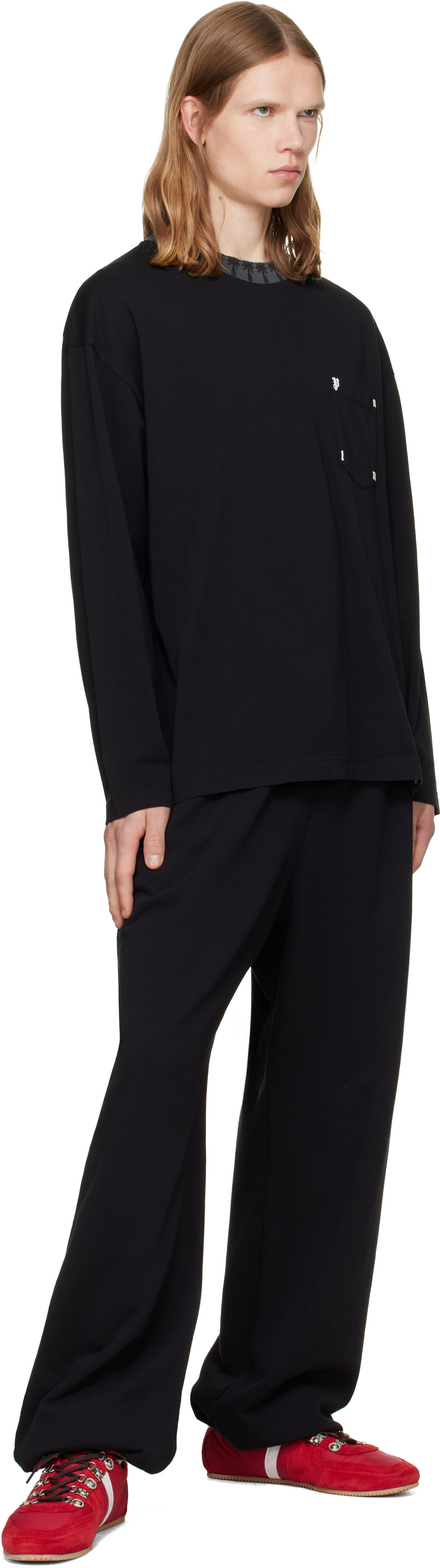 Palm Angels: Black Palm Rib Long Sleeve T-shirt | SSENSE