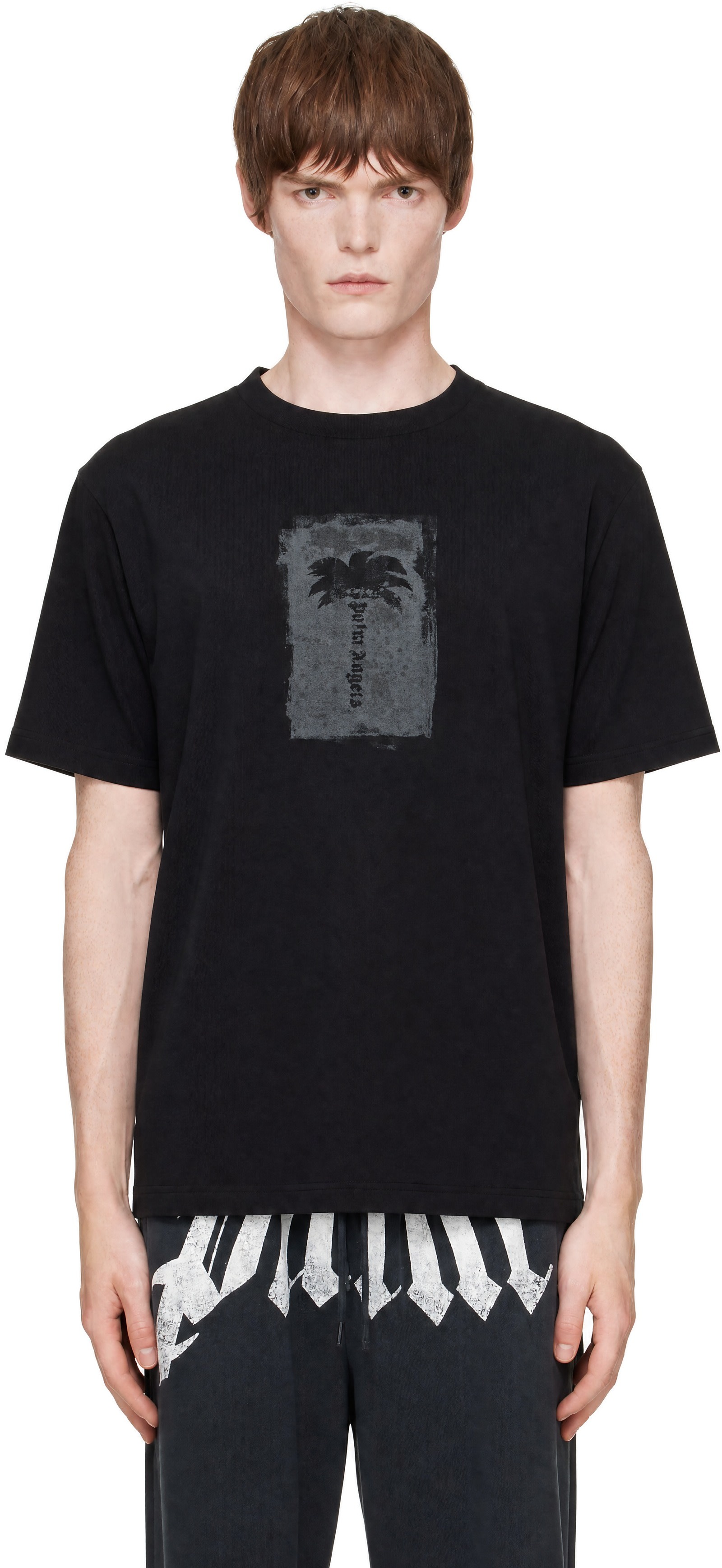 Palm Angels - ブラック Brushed Palm Tree Regular Tシャツ