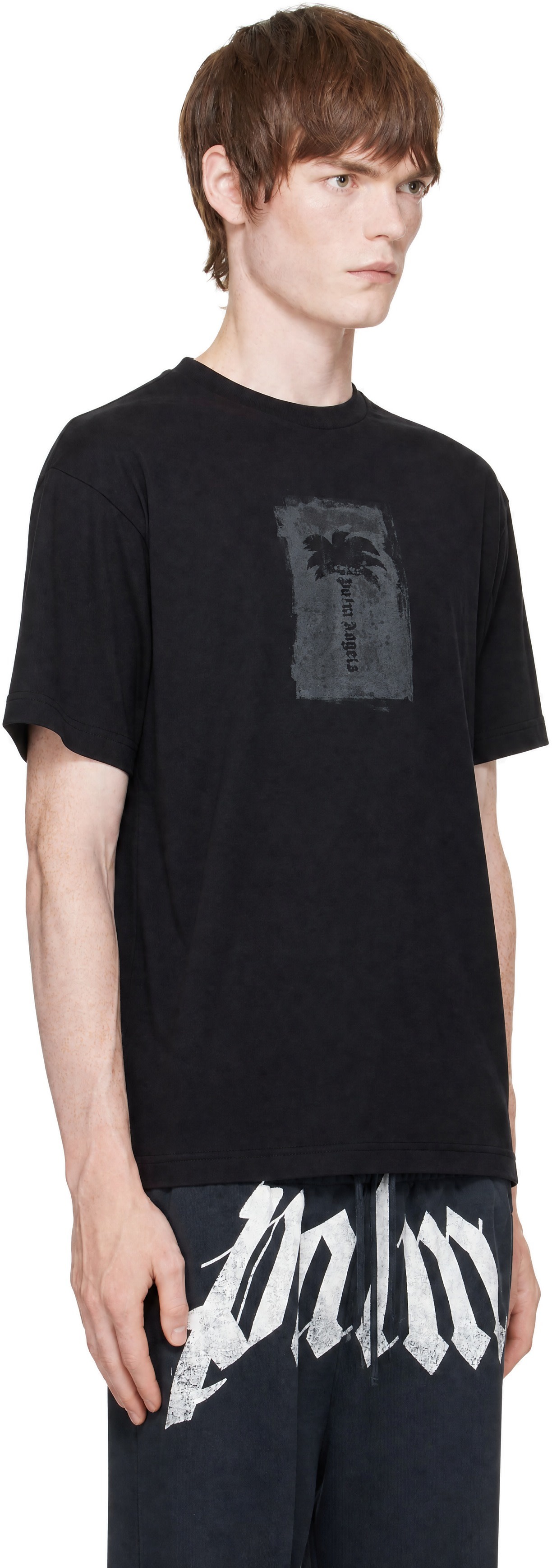 Palm Angels - ブラック Brushed Palm Tree Regular Tシャツ