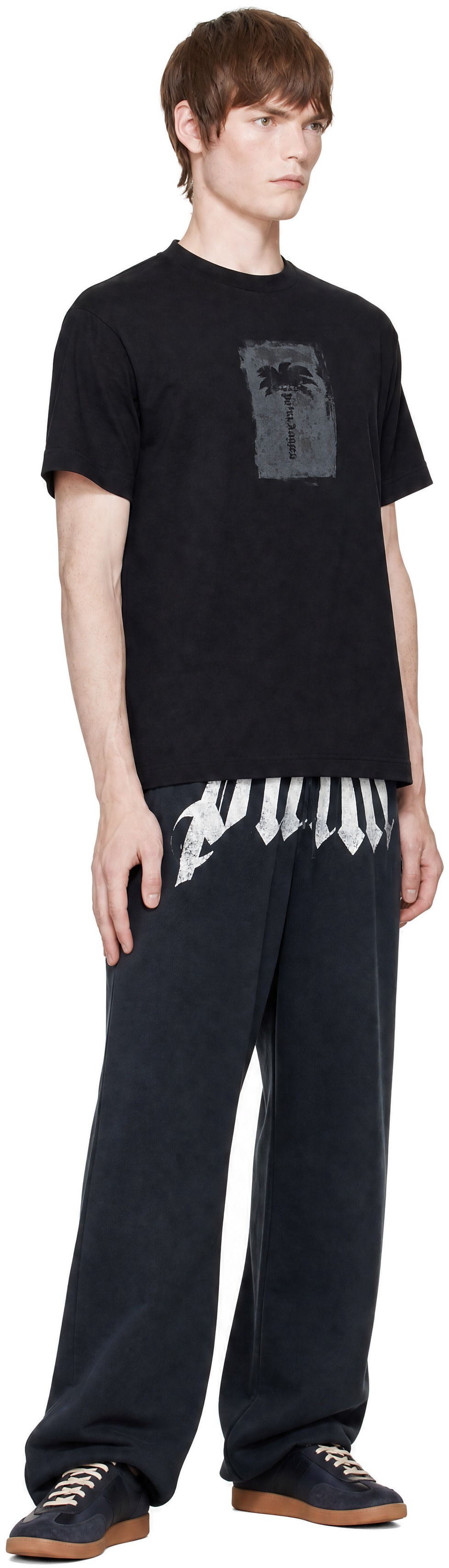 Palm Angels - ブラック Brushed Palm Tree Regular Tシャツ