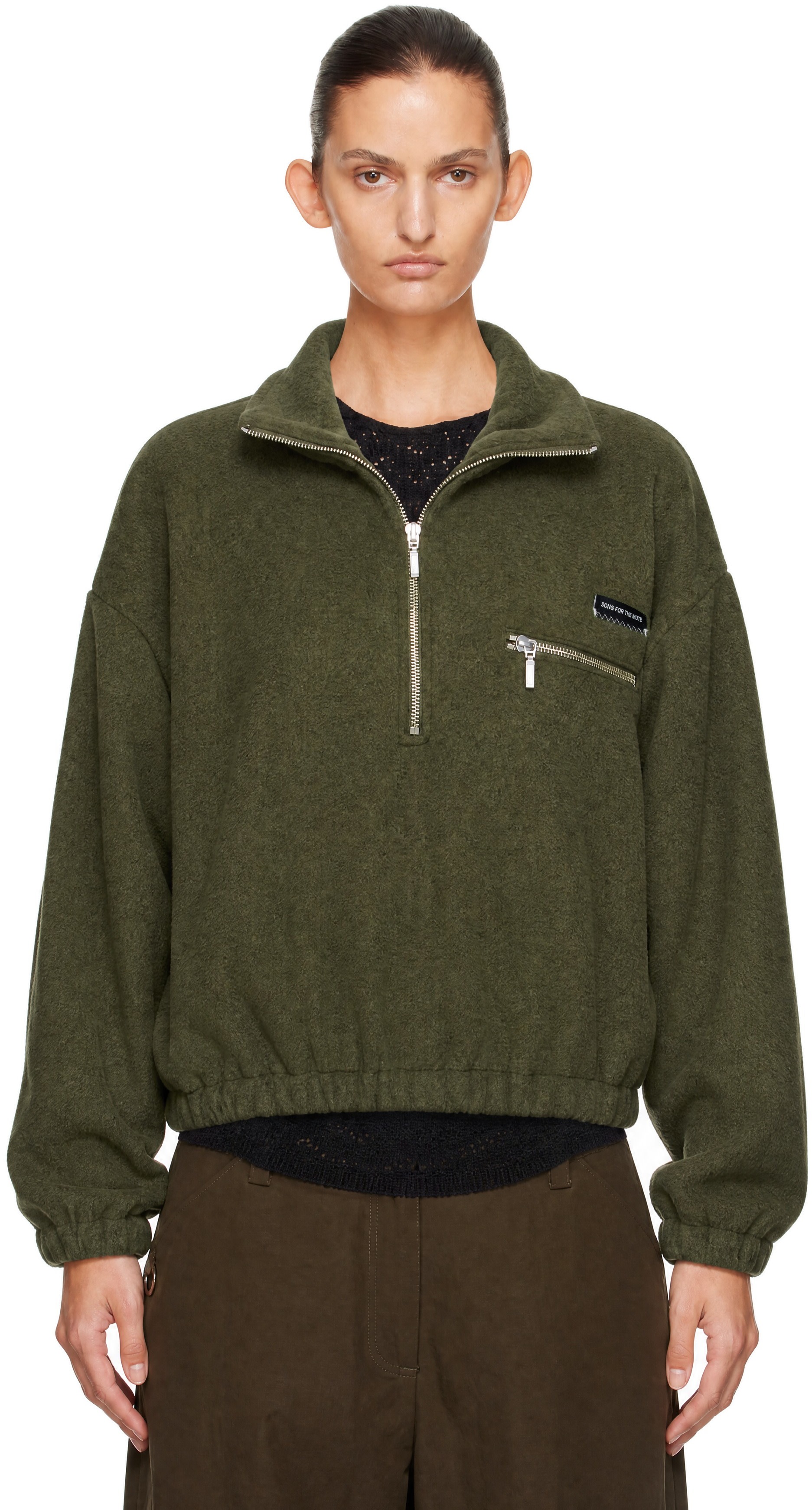 Green Cosy Wool Half Zip Sweater 2