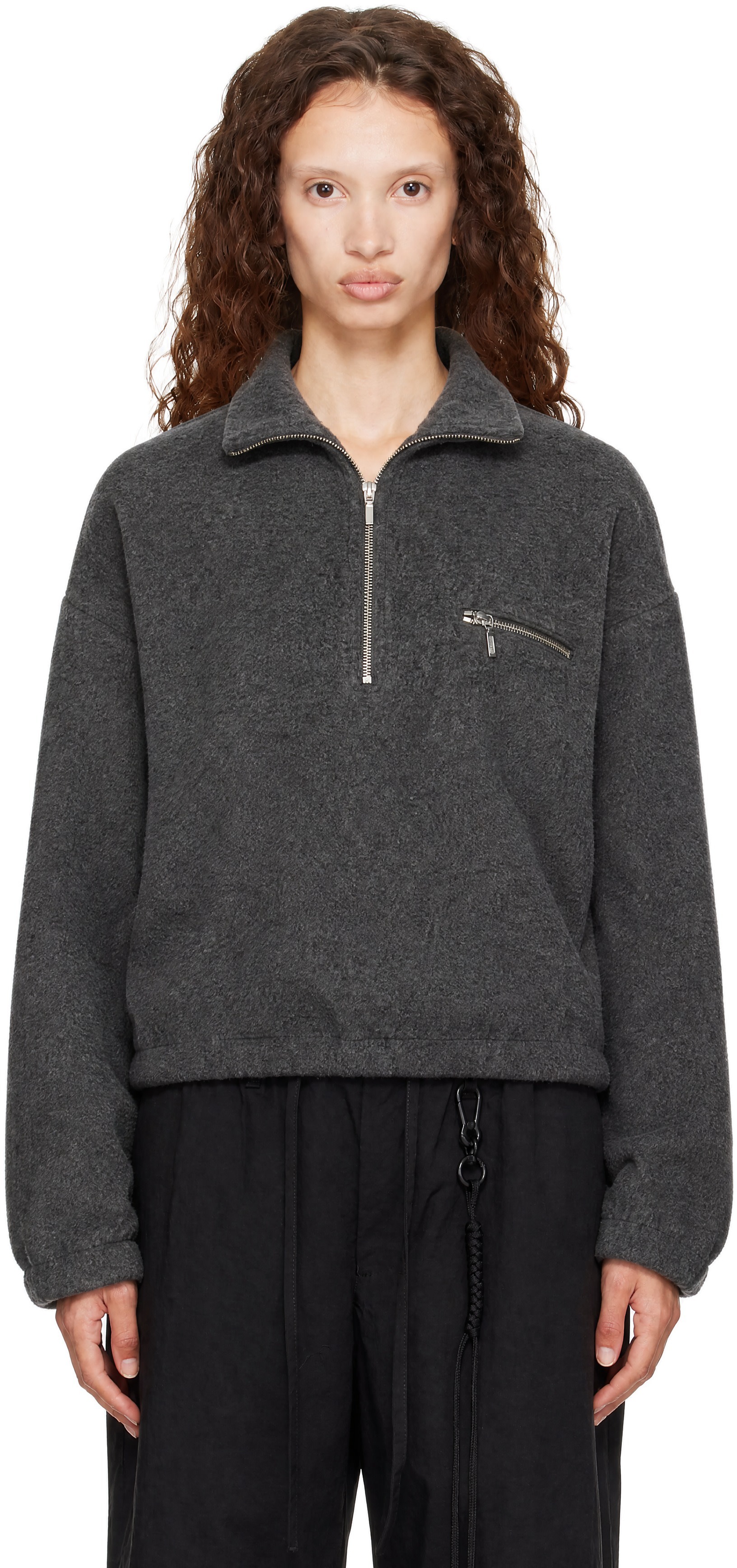 Song for the Mute - Gray Half Zip Pullover Sweater