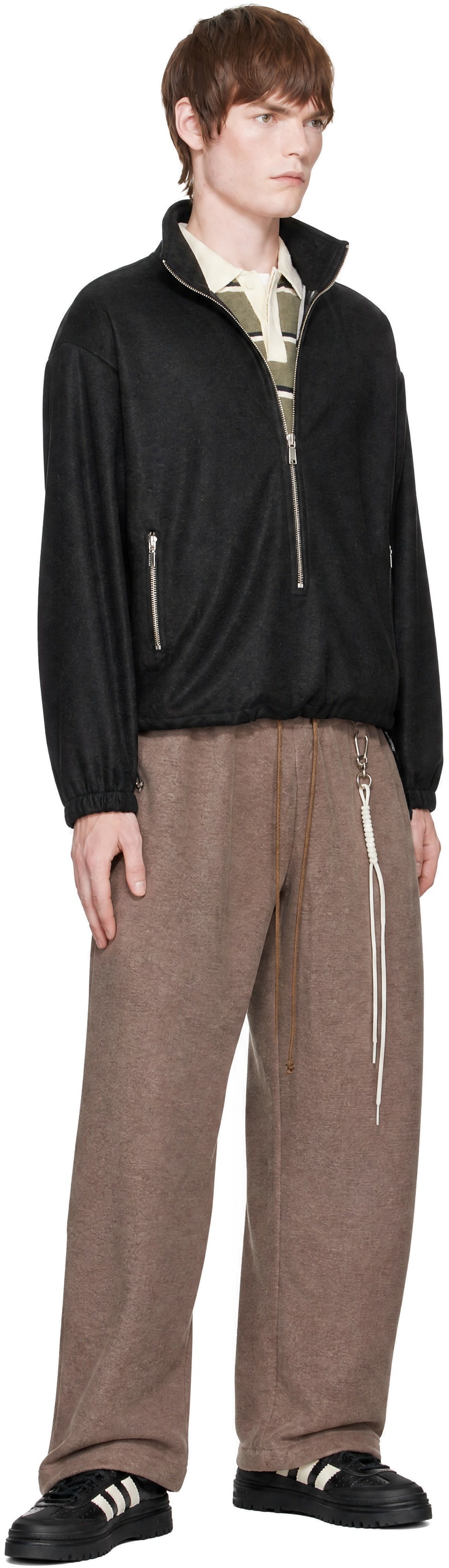 Song for the Mute - 黑色 Drape Wool Long Zip 套头衫