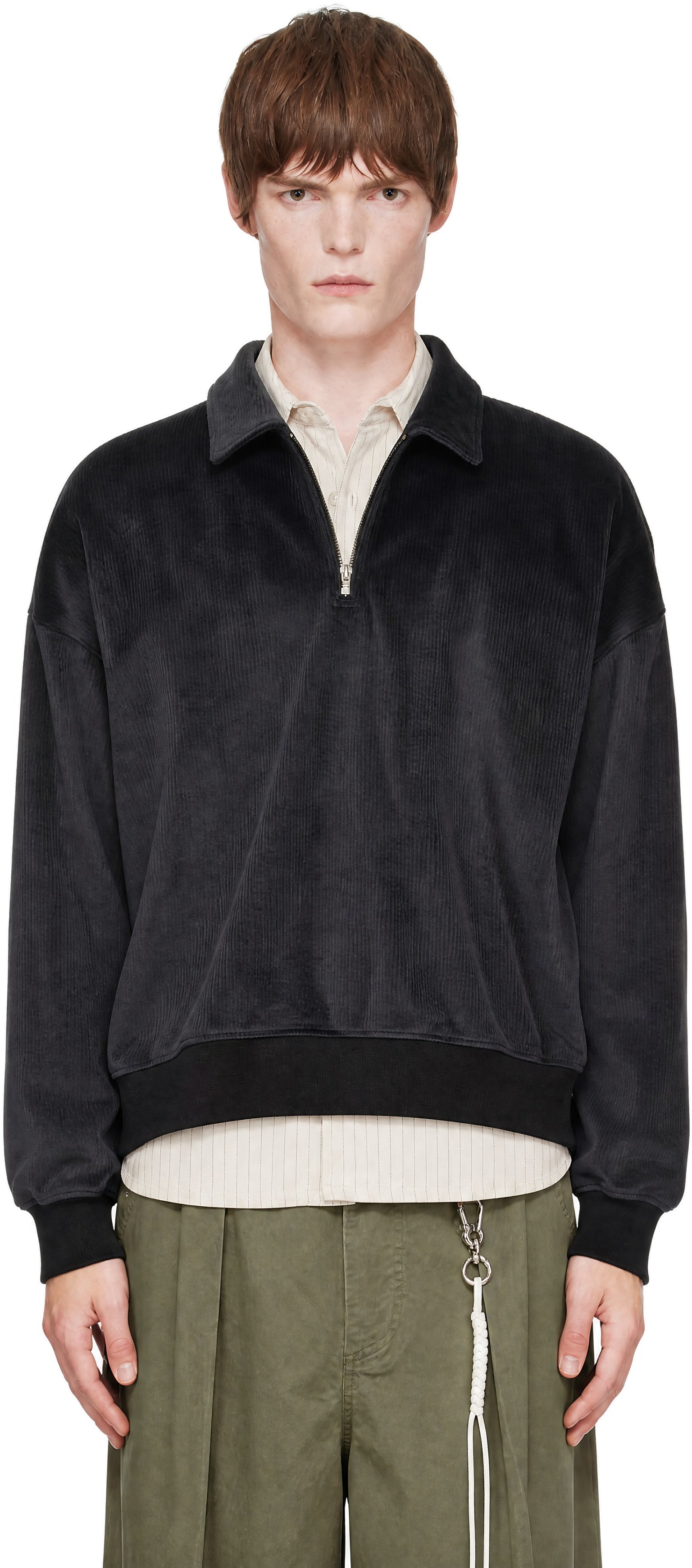 Song for the Mute - Black Classic Collar Zip Pullover Jacket