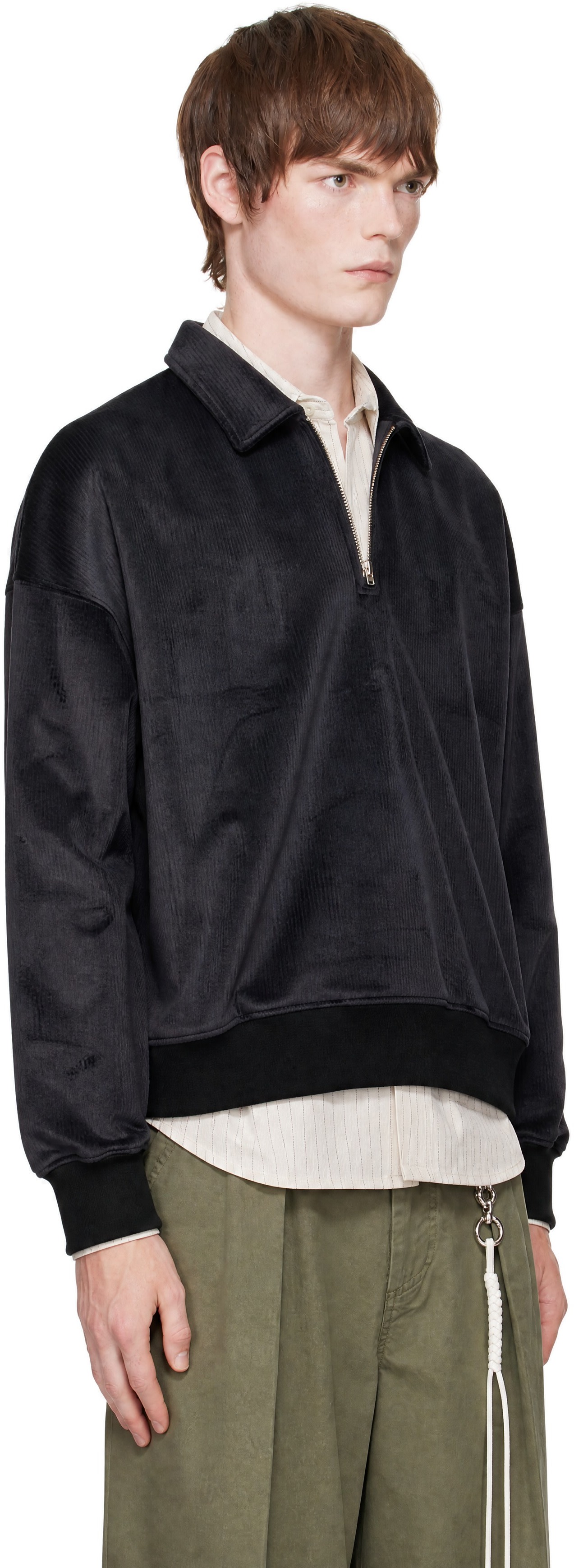 Song for the Mute - Black Classic Collar Zip Pullover Jacket