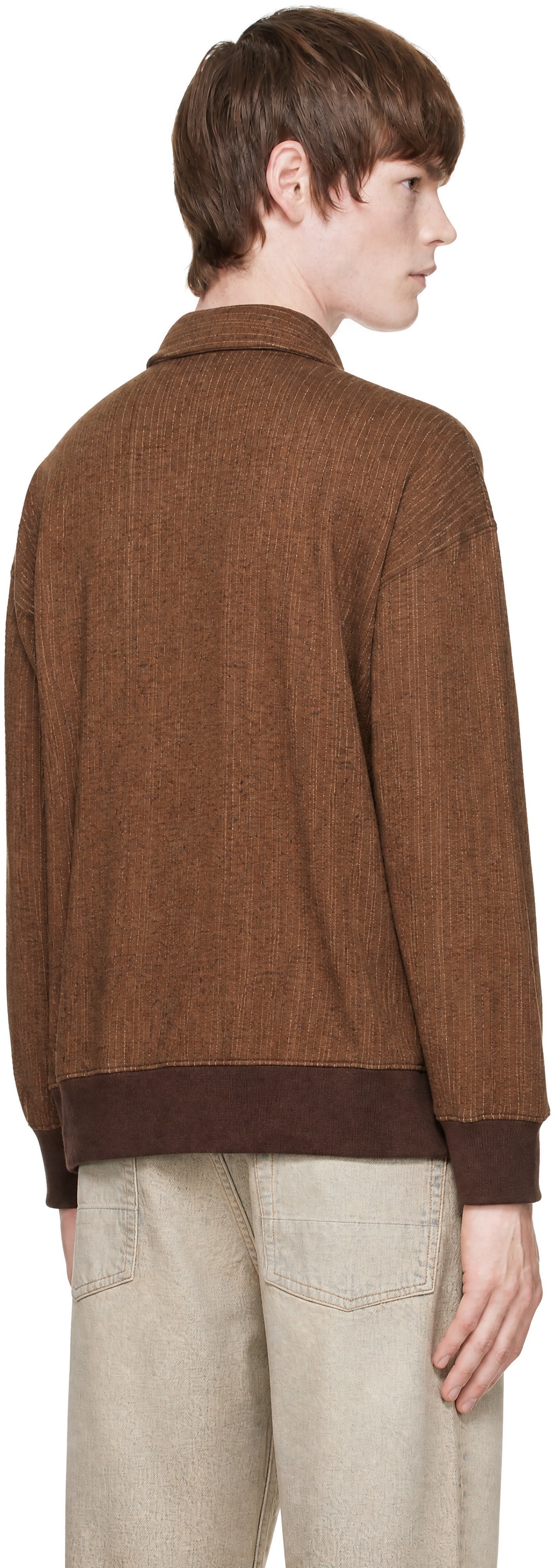Song for the Mute - Brown Classic Collar Zip Pullover Jacket