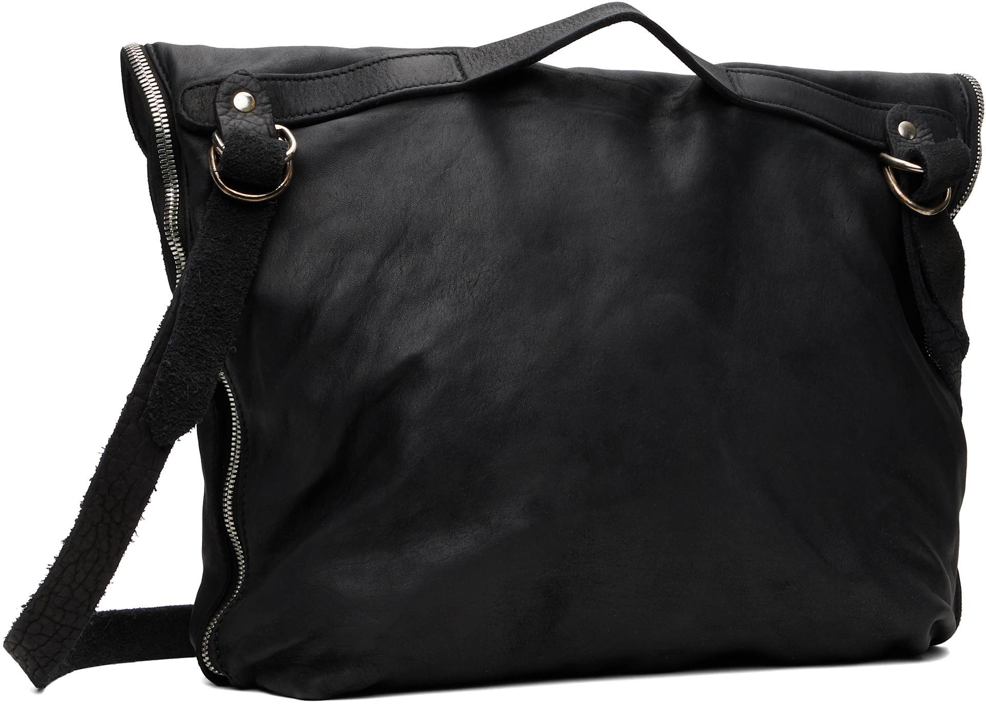 Guidi - Black Leather Messenger Bag