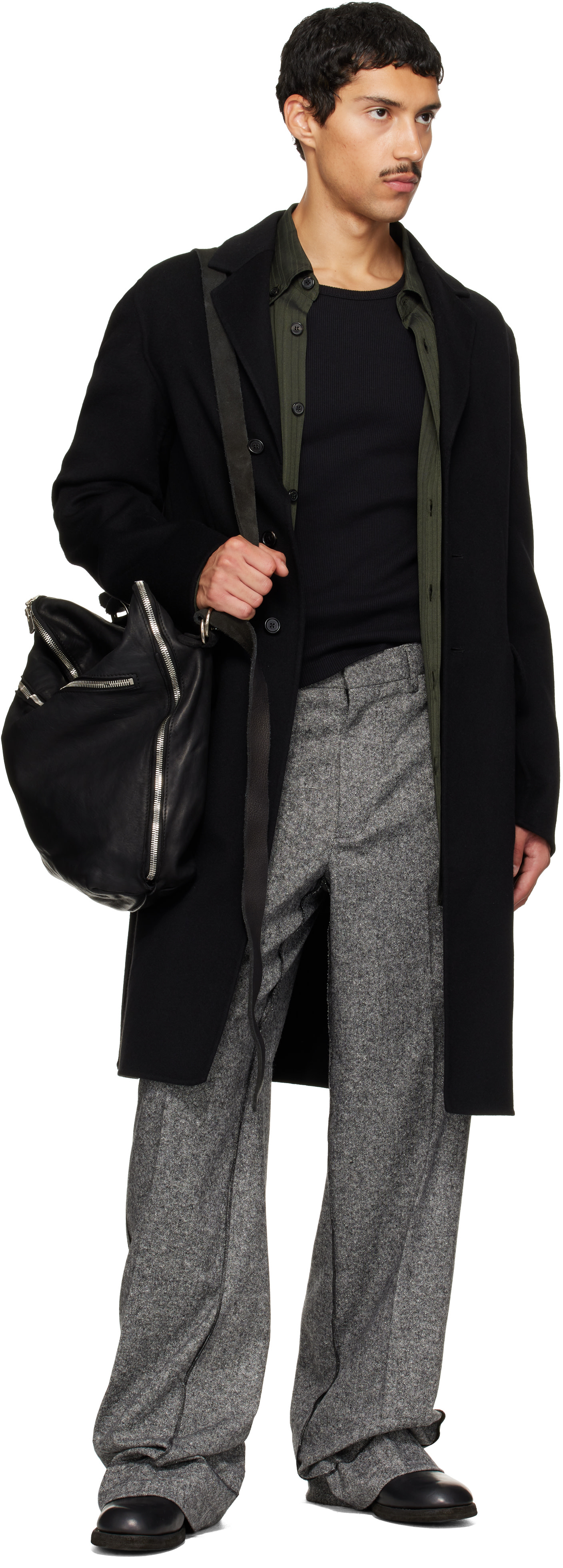 Guidi - Black Leather Messenger Bag