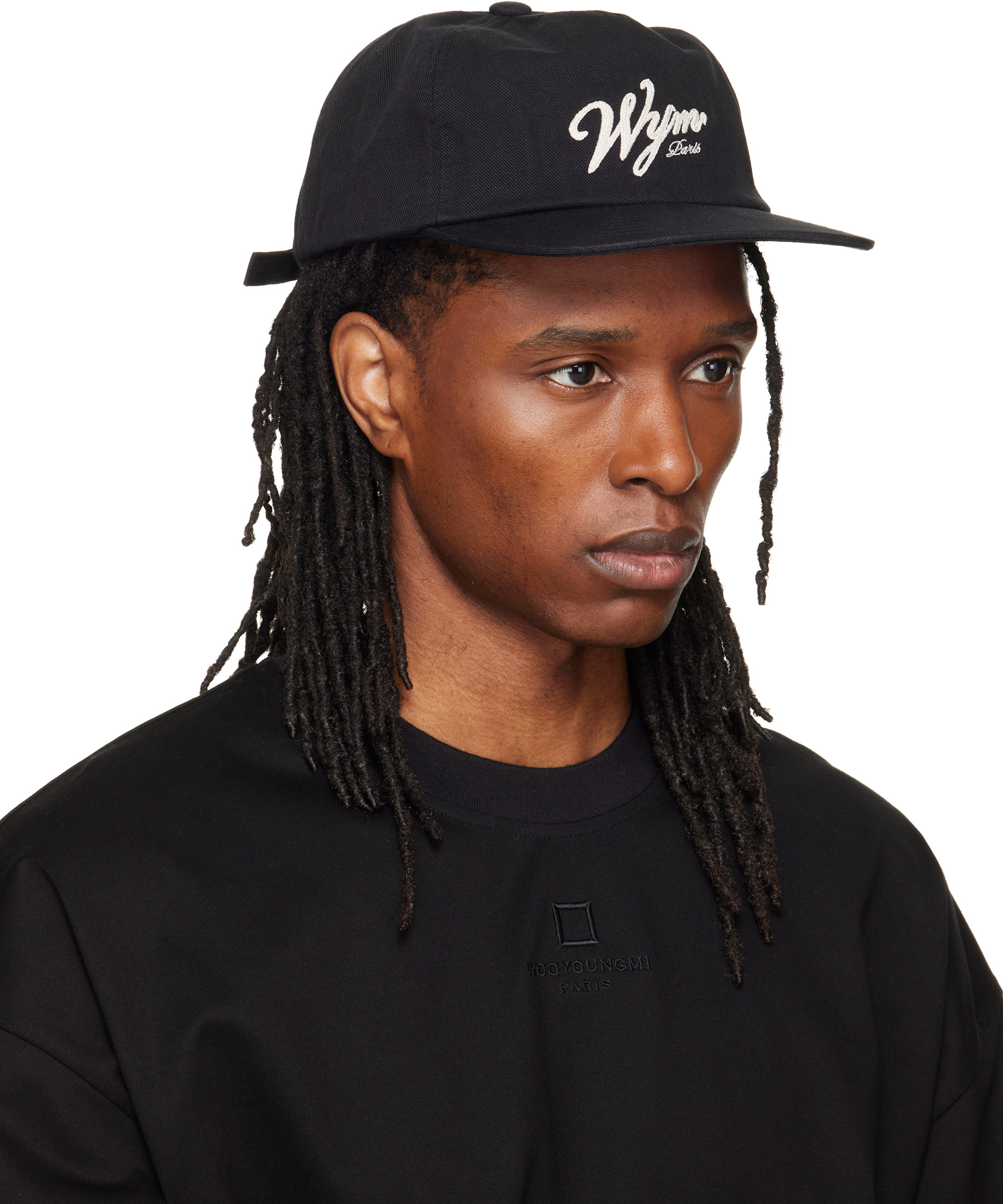 WOOYOUNGMI - Black Flat Visor Baseball Cap