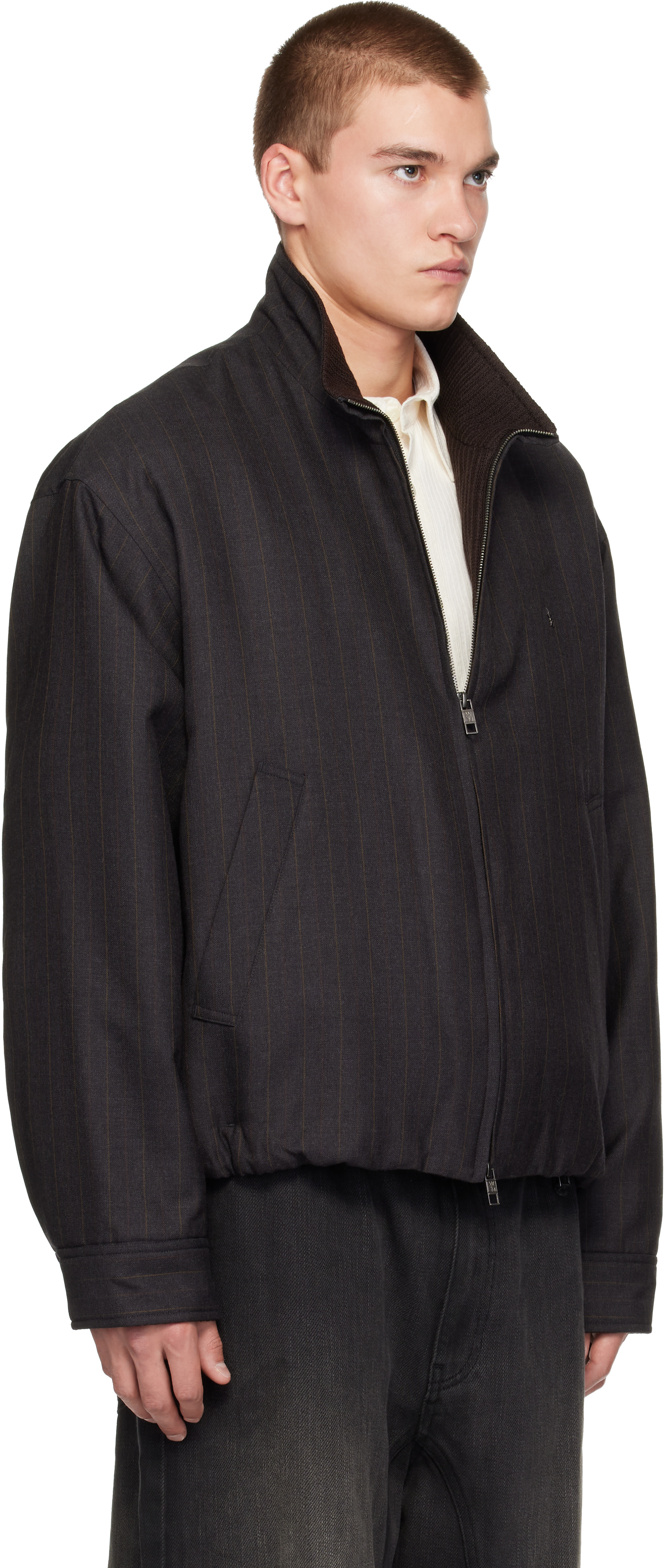 WOOYOUNGMI - Blouson gris à rayures