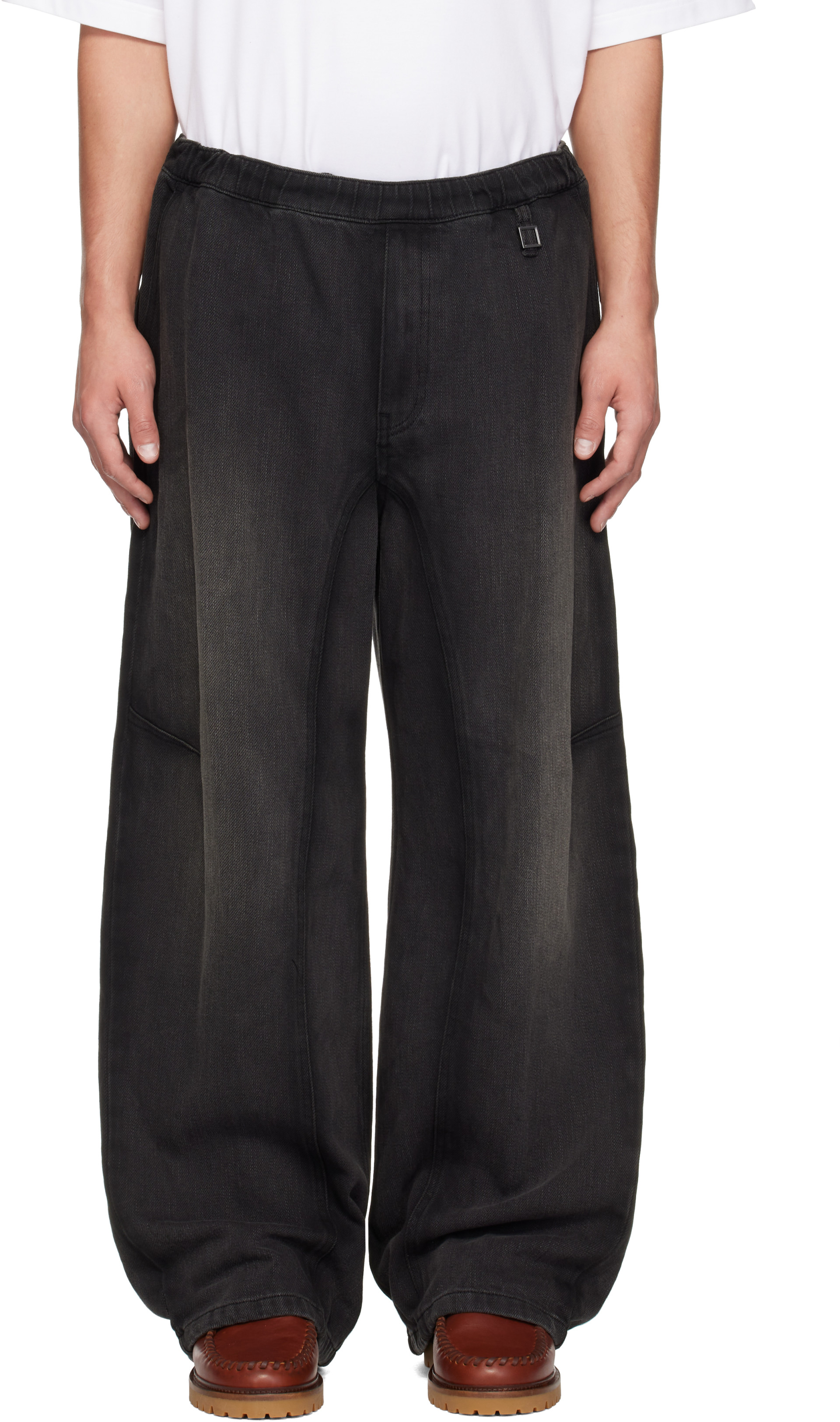 WOOYOUNGMI: Gray Banding Denim Jeans | SSENSE