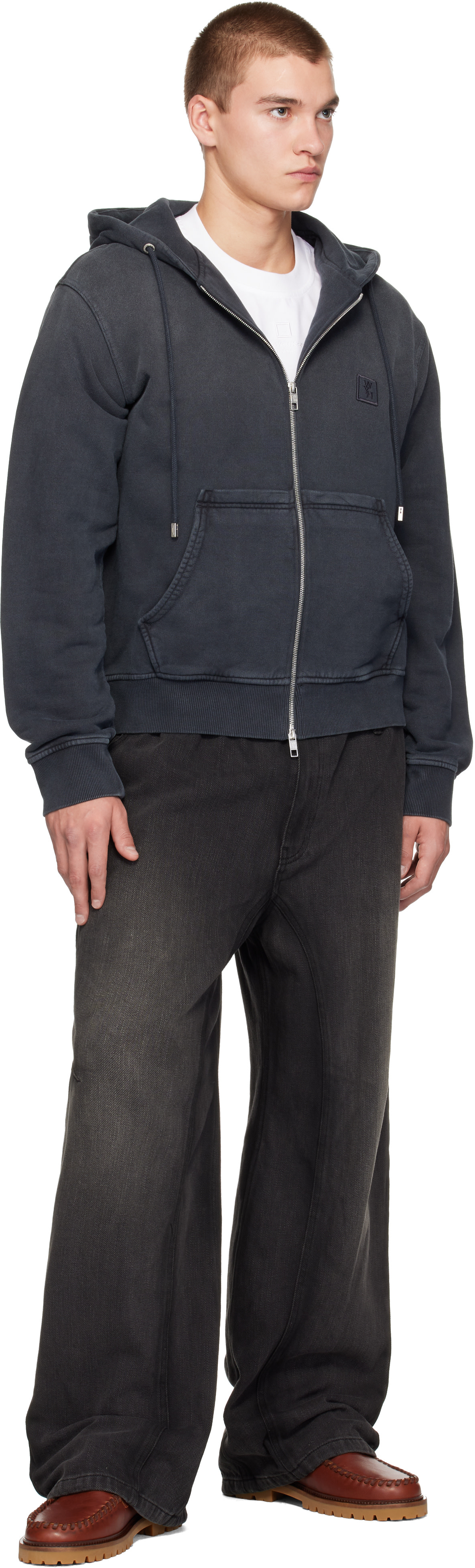 WOOYOUNGMI: Gray Banding Denim Jeans | SSENSE