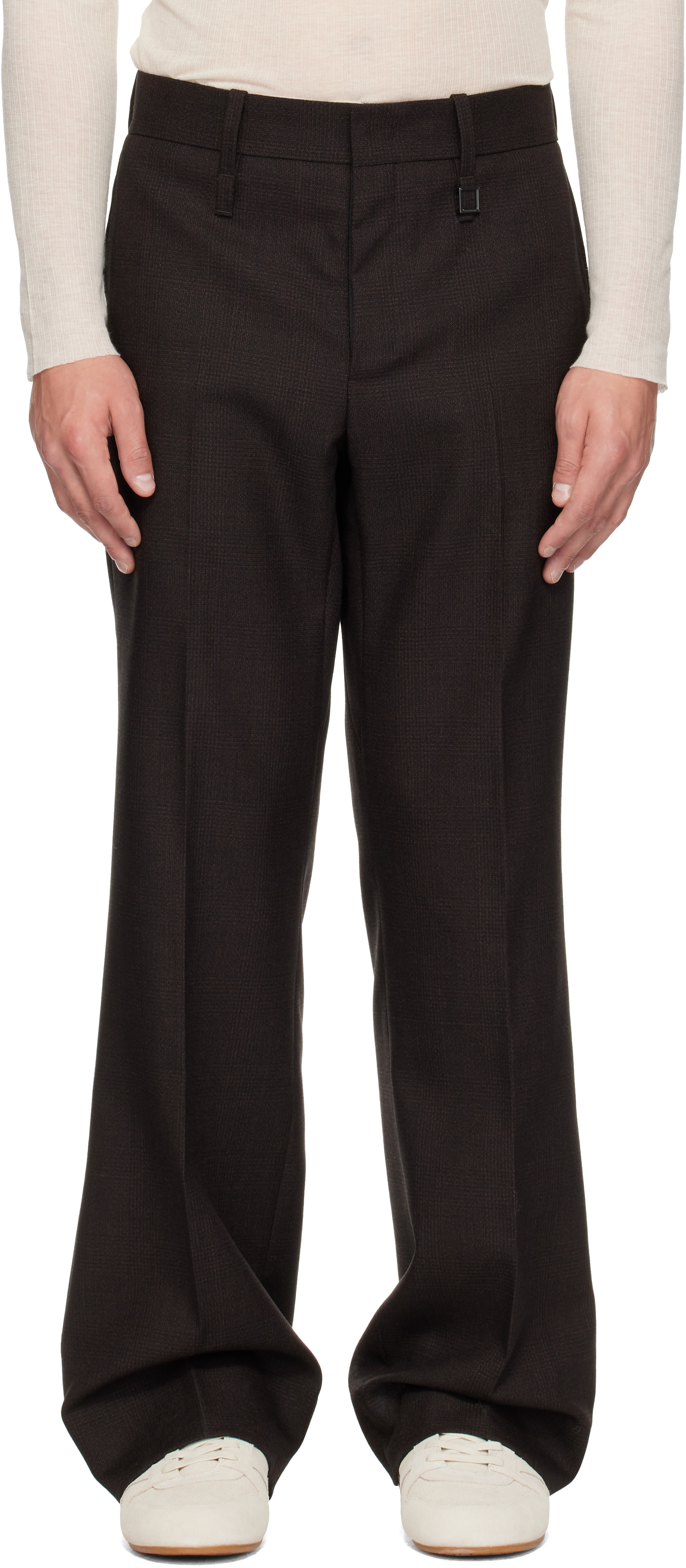 wooyoungmi 24ss トラウザーズ size44 WOOYOUNGMI: Brown Semi-Wide Wool Trousers | SSENSE