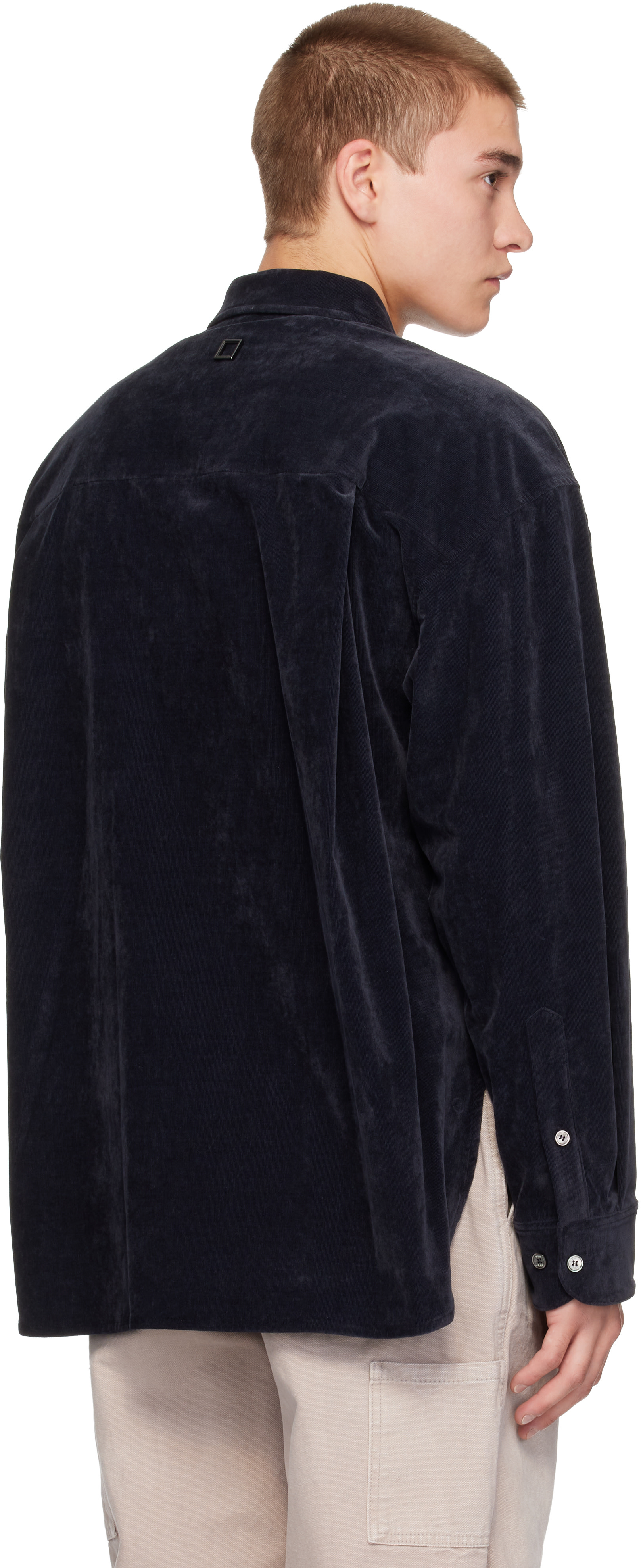 WOOYOUNGMI: Navy Embroidered Detail Shirt | SSENSE