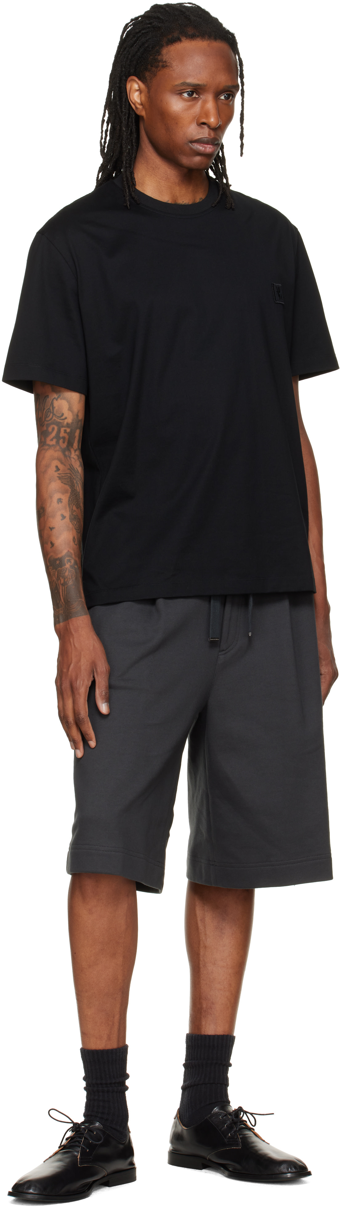 WOOYOUNGMI: Gray Single-Pleat Cotton Shorts | SSENSE