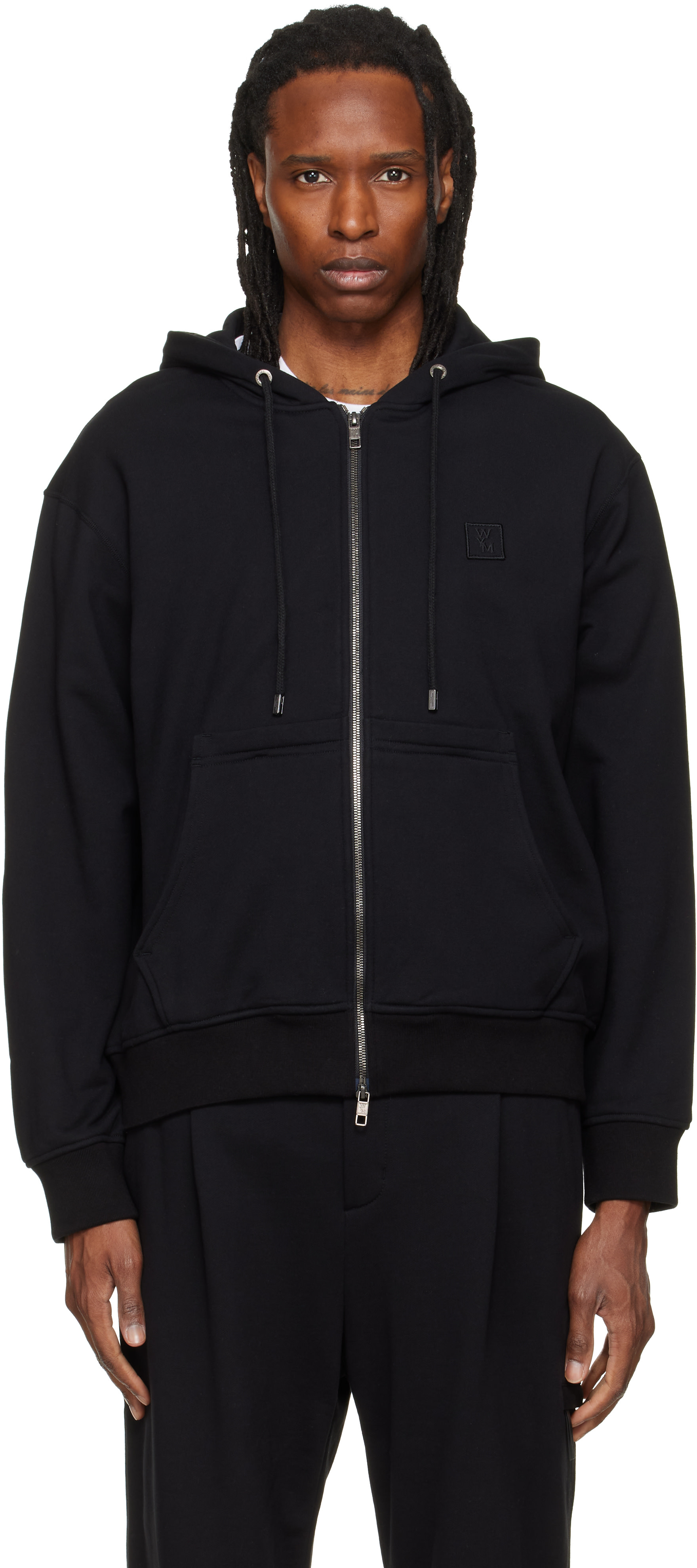 WOOYOUNGMI - Pull à capuche noir à glissière