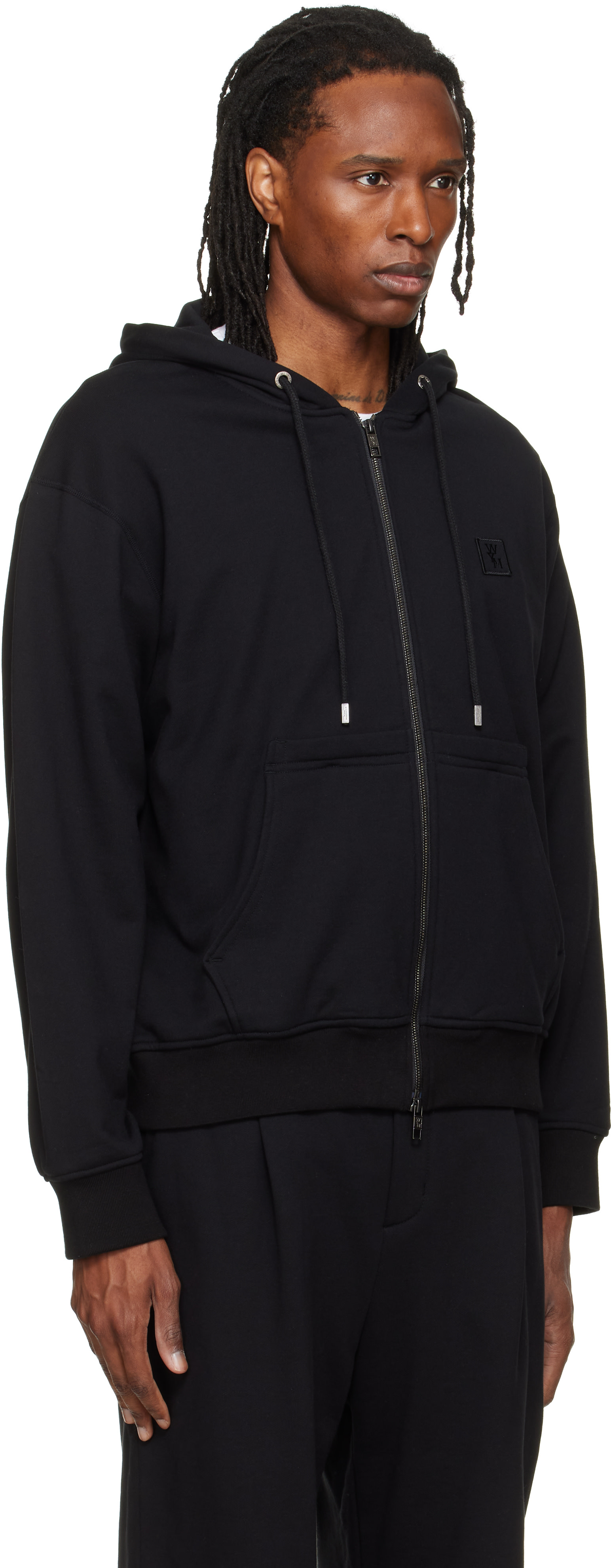WOOYOUNGMI - Pull à capuche noir à glissière