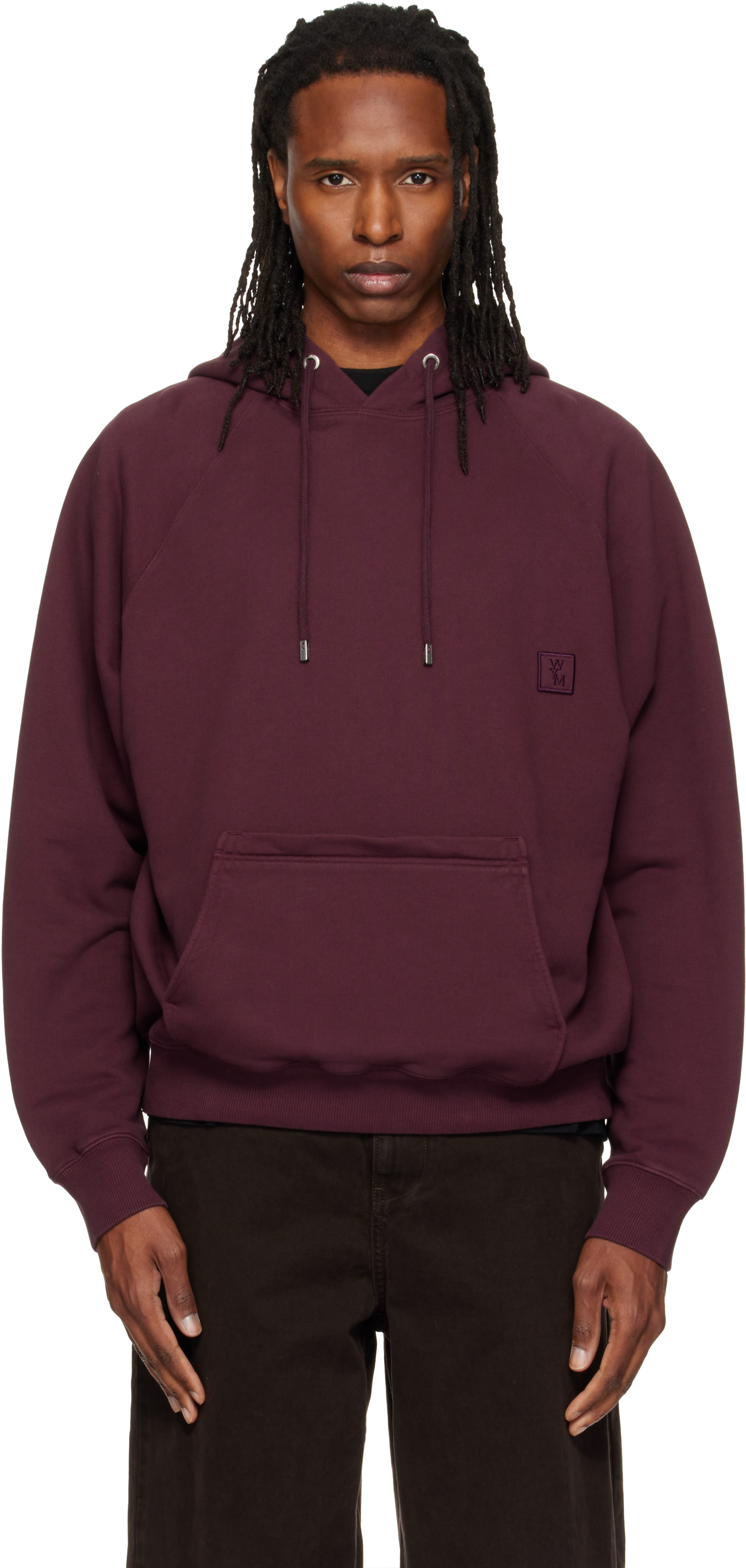 WOOYOUNGMI - Pull à capuche bourgogne à logo