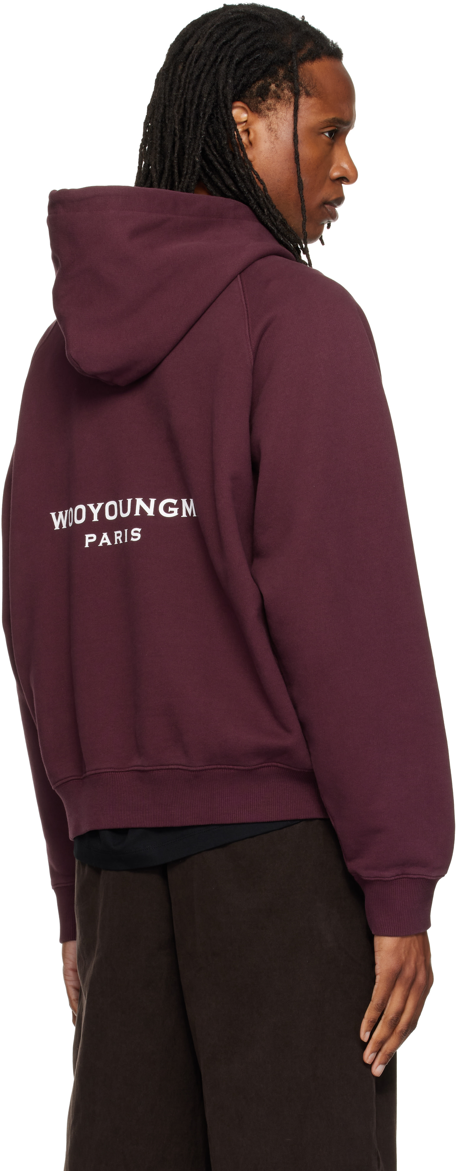 WOOYOUNGMI - Pull à capuche bourgogne à logo