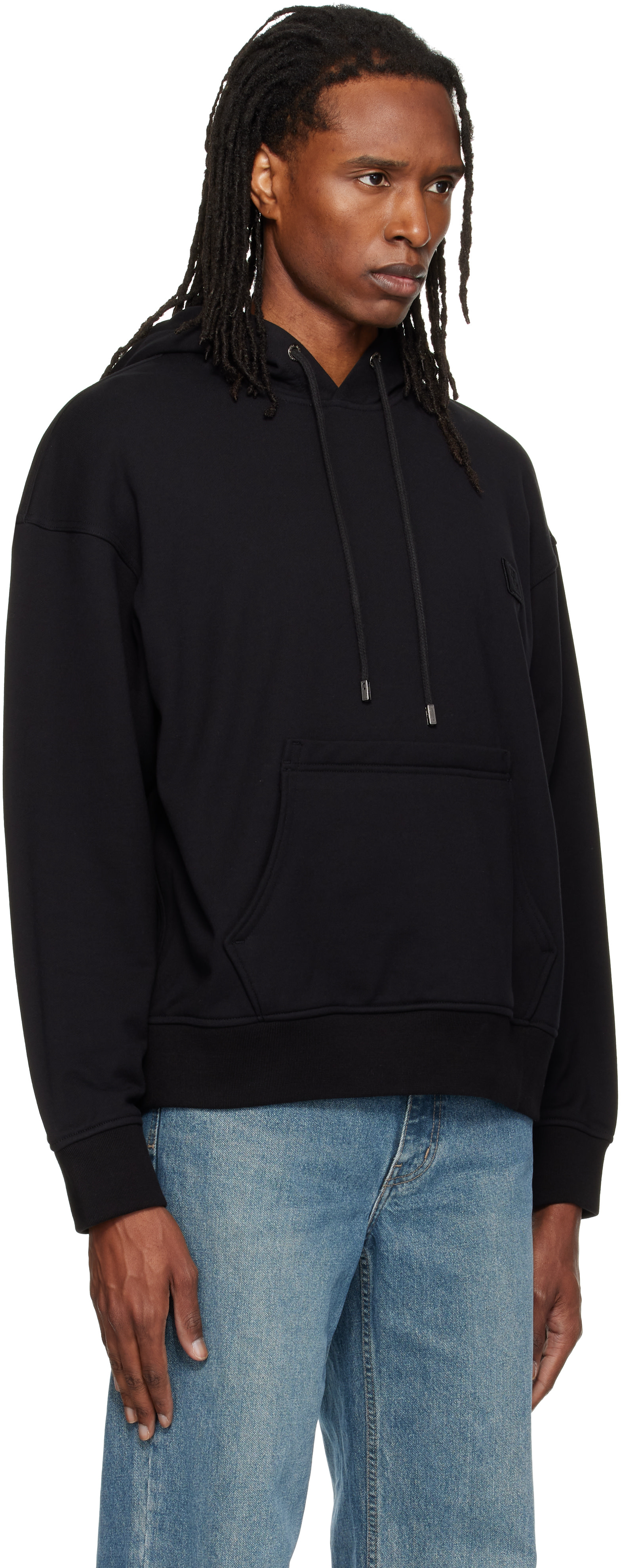 WOOYOUNGMI - Pull à capuche noir à image florale à logo
