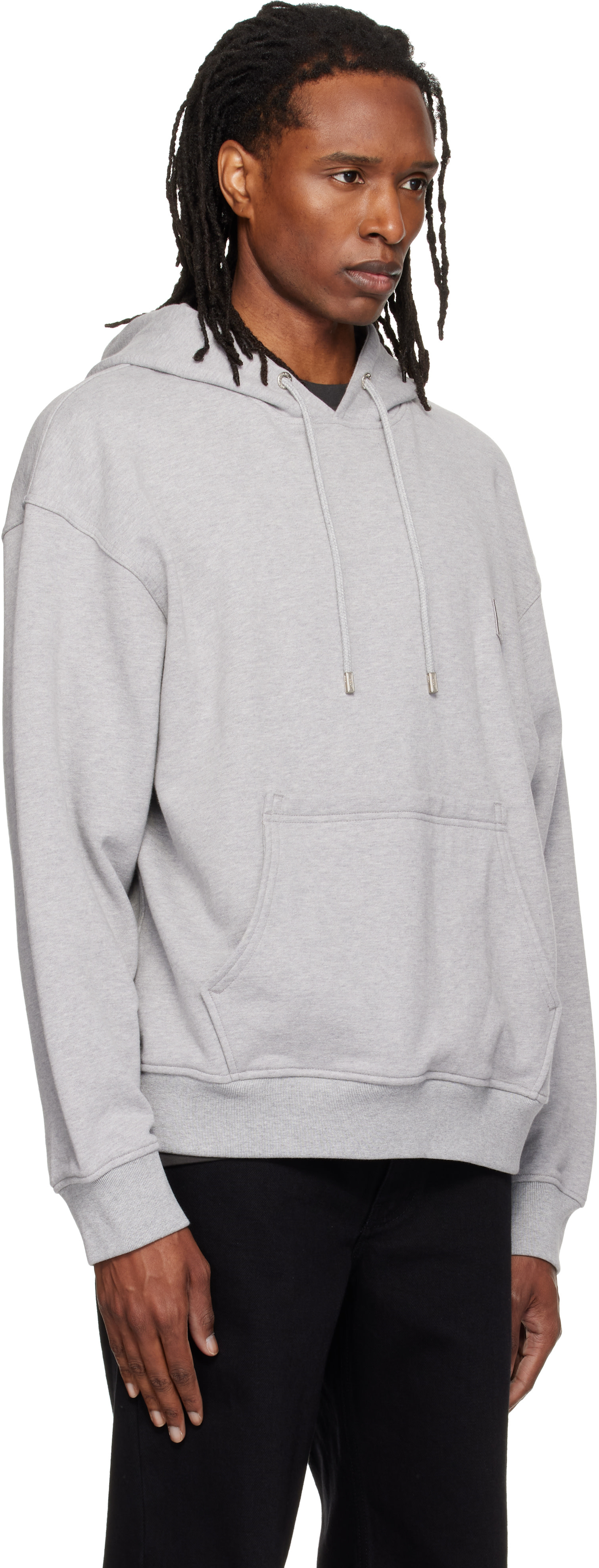 WOOYOUNGMI - Pull à capuche gris à image à logo à l'arrière