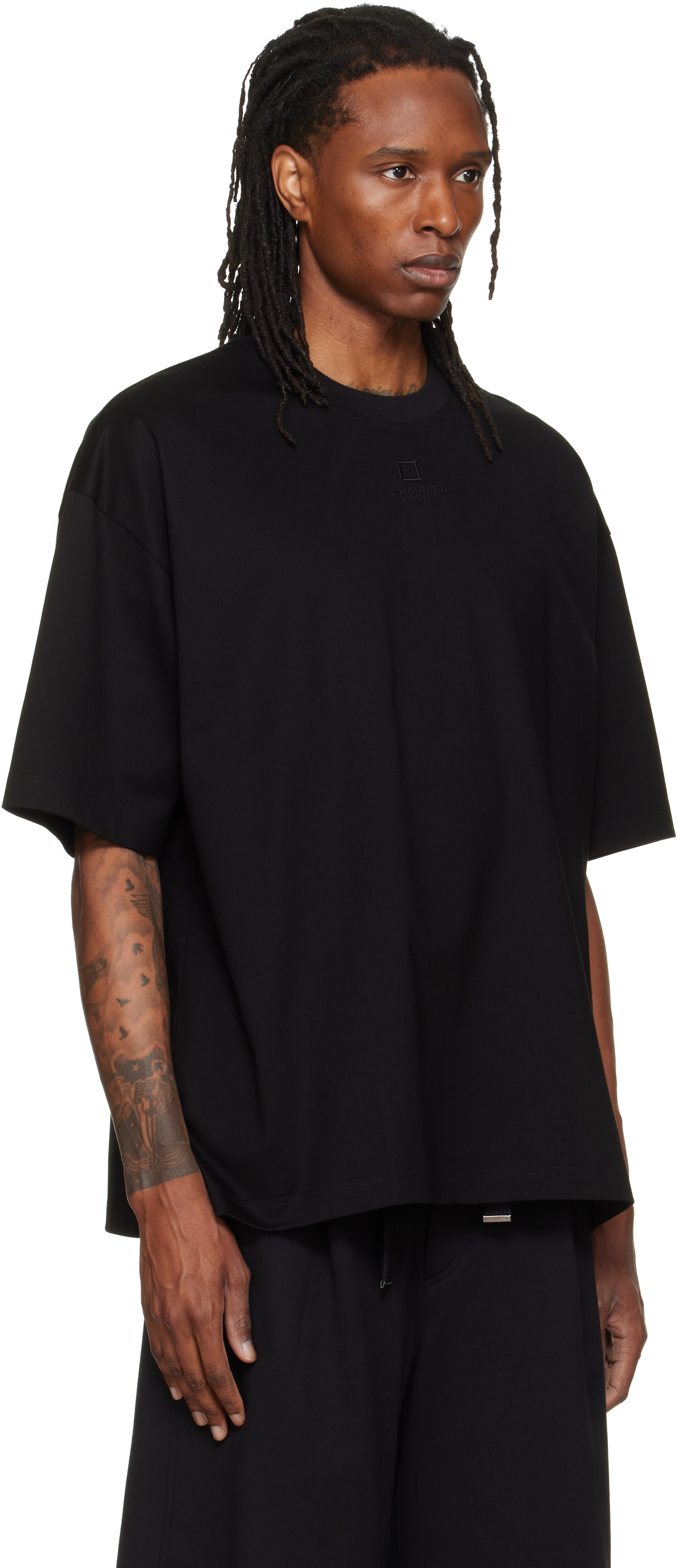 WOOYOUNGMI: Black Oversized Cotton T-shirt | SSENSE