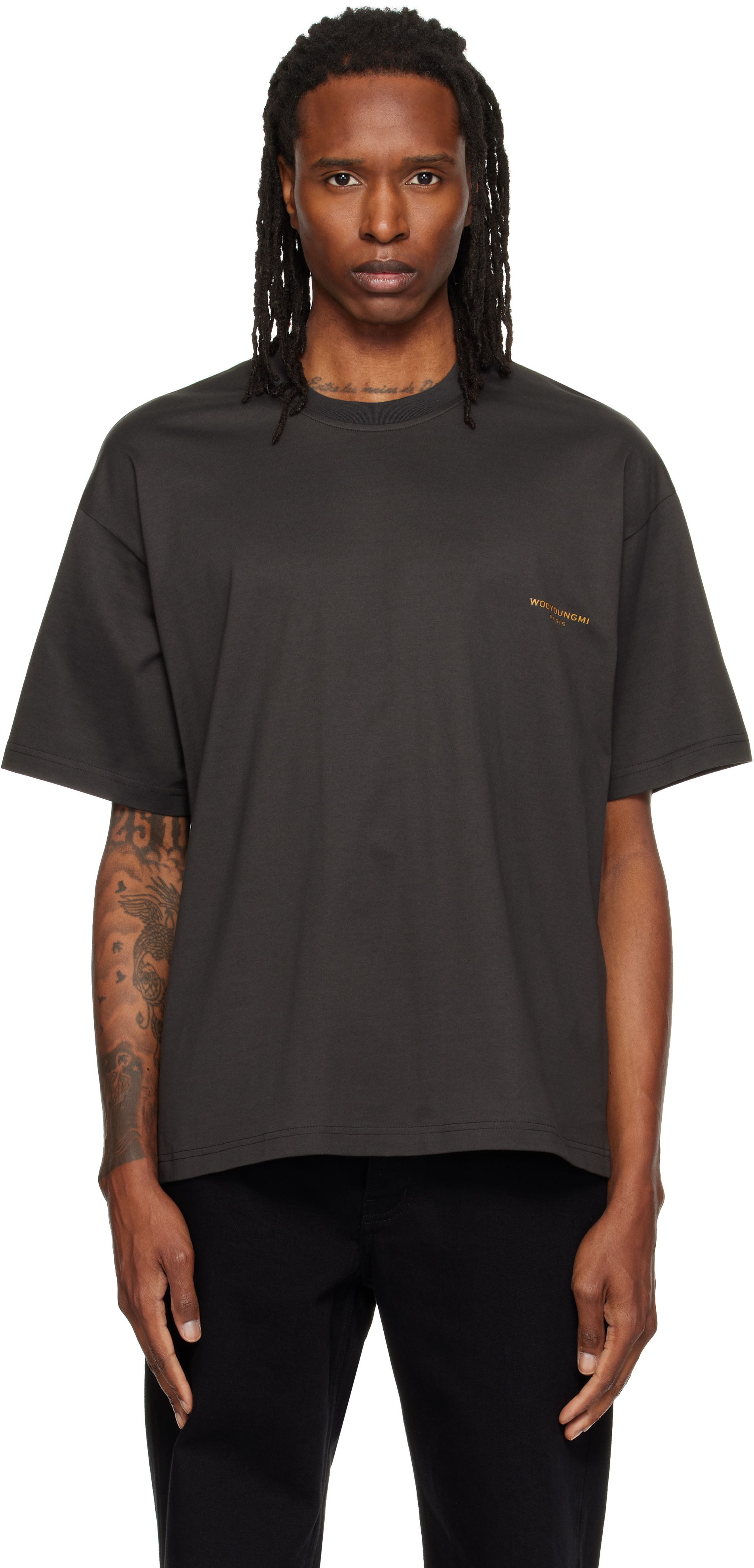 WOOYOUNGMI: Gray Scenery Graphic T-shirt | SSENSE