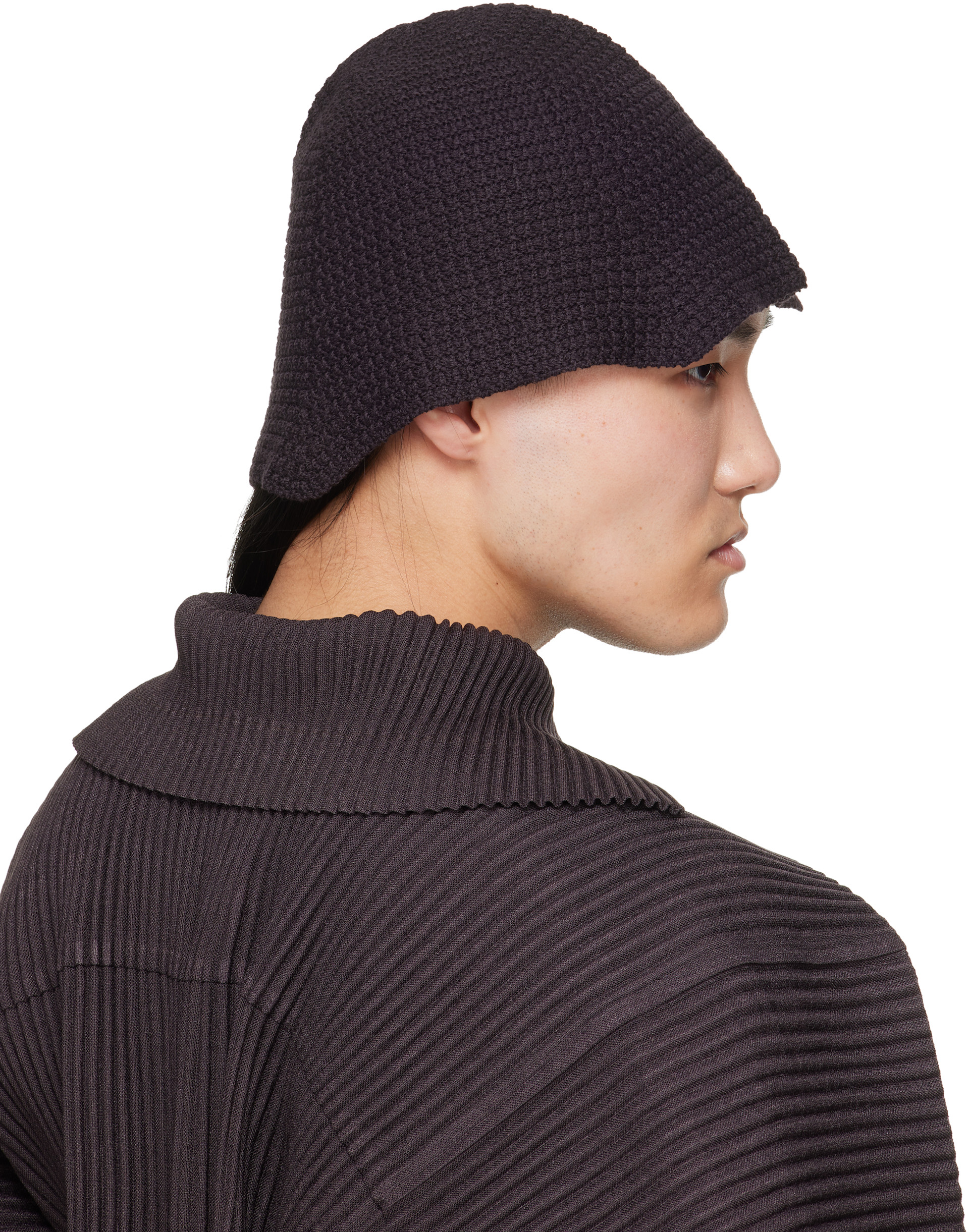 HOMME PLISSÉ ISSEY MIYAKE: Brown Crochet Hat | SSENSE