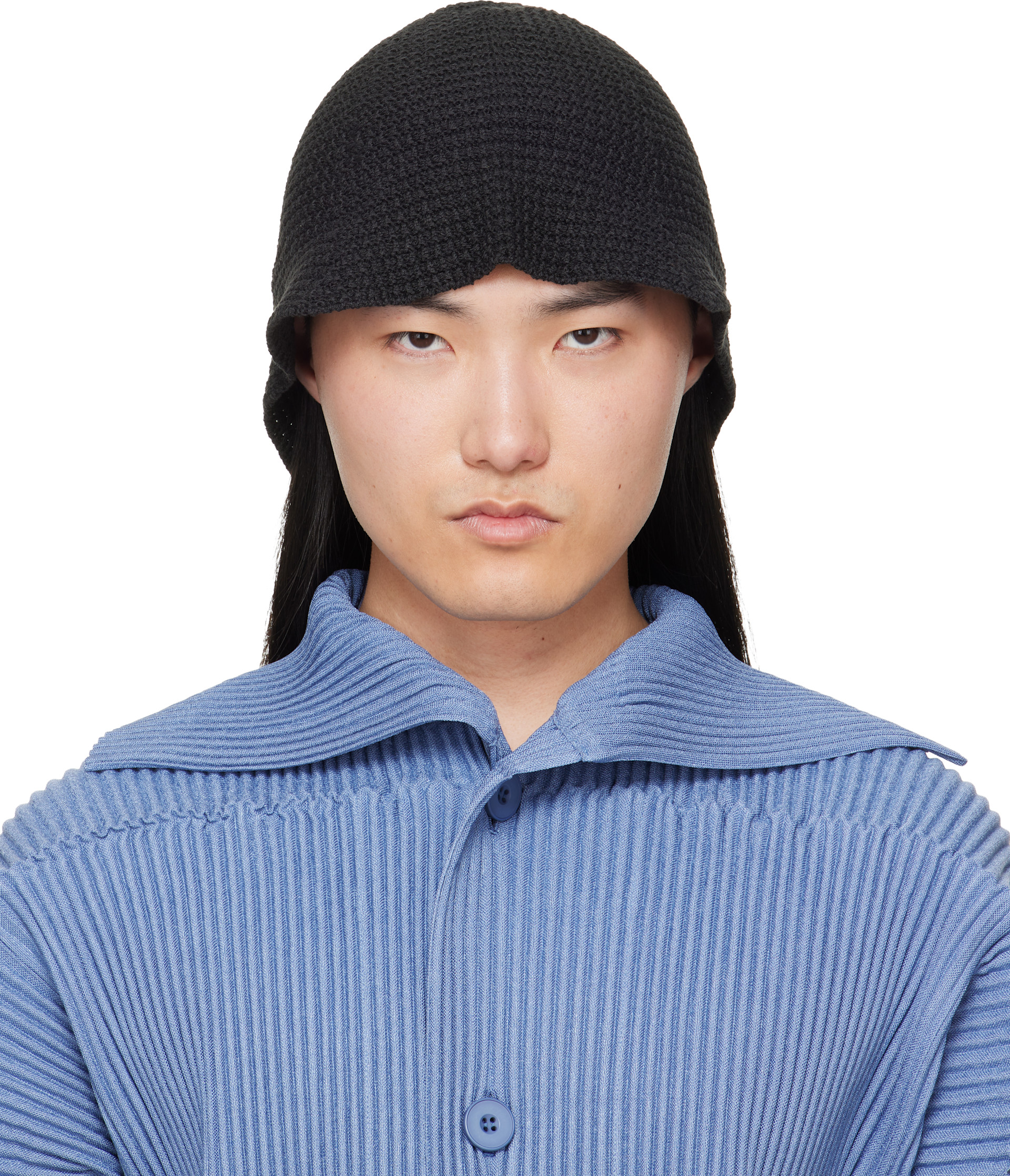 HOMME PLISSÉ ISSEY MIYAKE: Black Crochet Hat | SSENSE