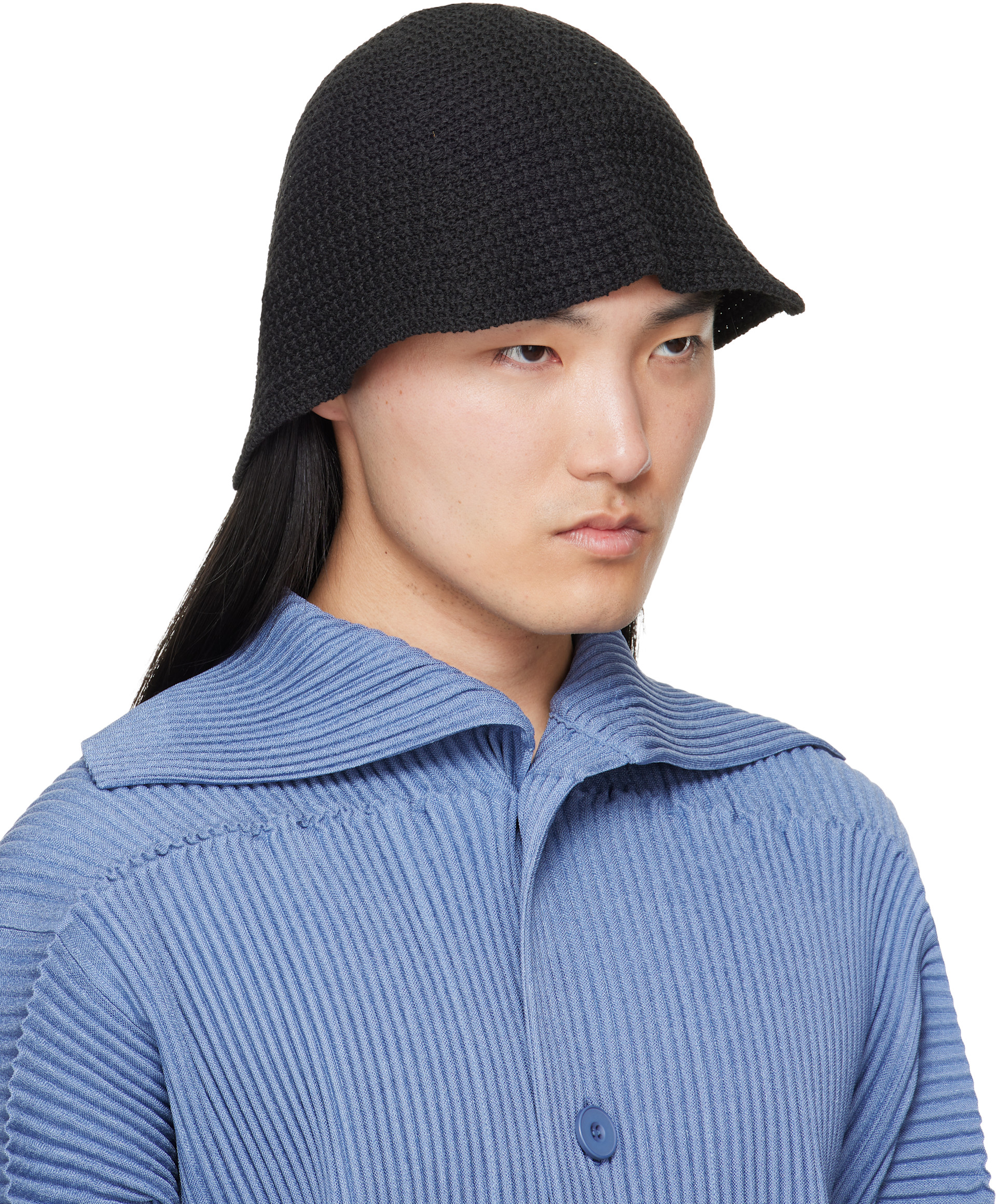 HOMME PLISSÉ ISSEY MIYAKE: Black Crochet Hat | SSENSE