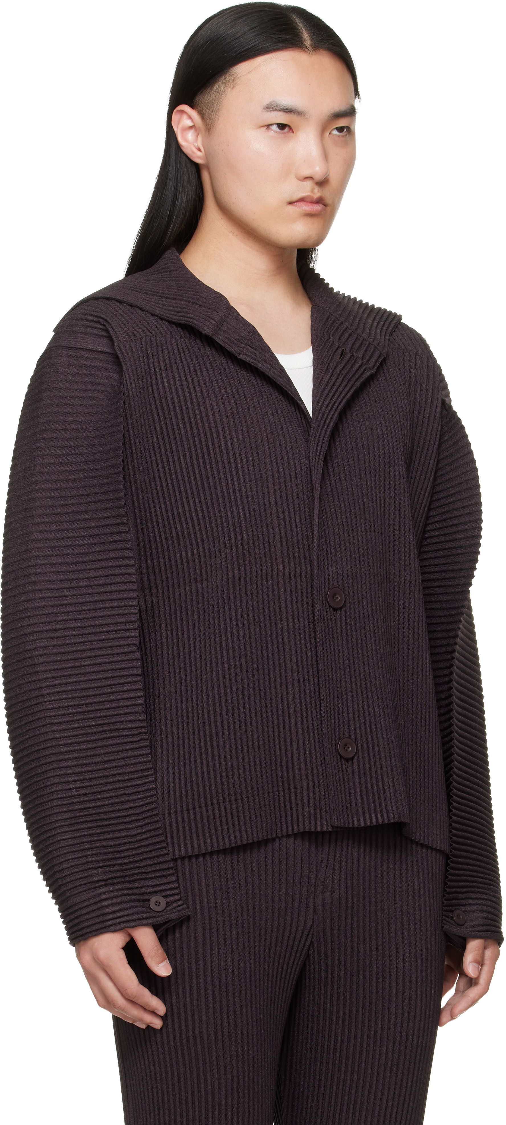 HOMME PLISSÉ ISSEY MIYAKE: Brown Linen Like Jacket | SSENSE Canada