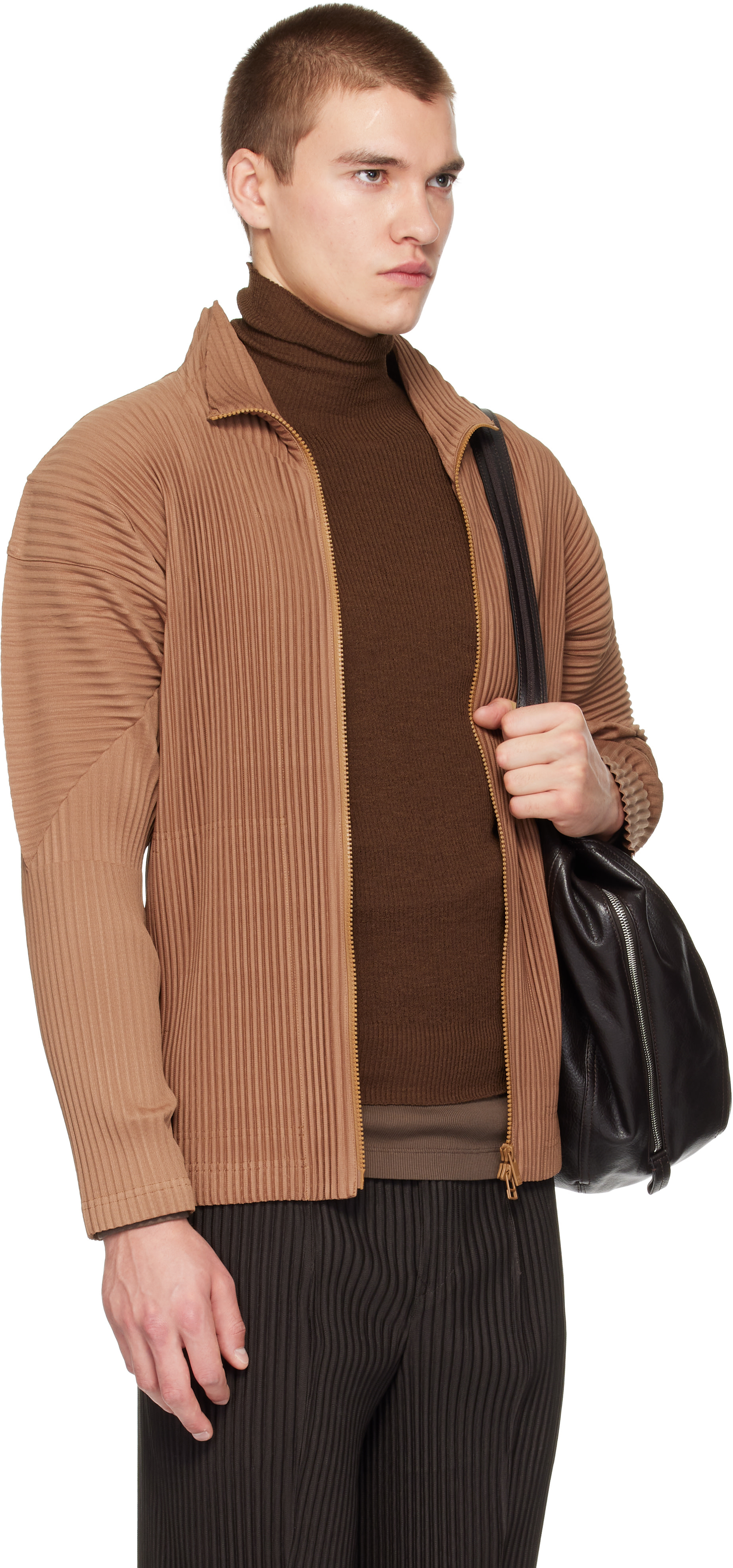 HOMME PLISSÉ ISSEY MIYAKE: Brown Color Pleats 2 Jacket | SSENSE