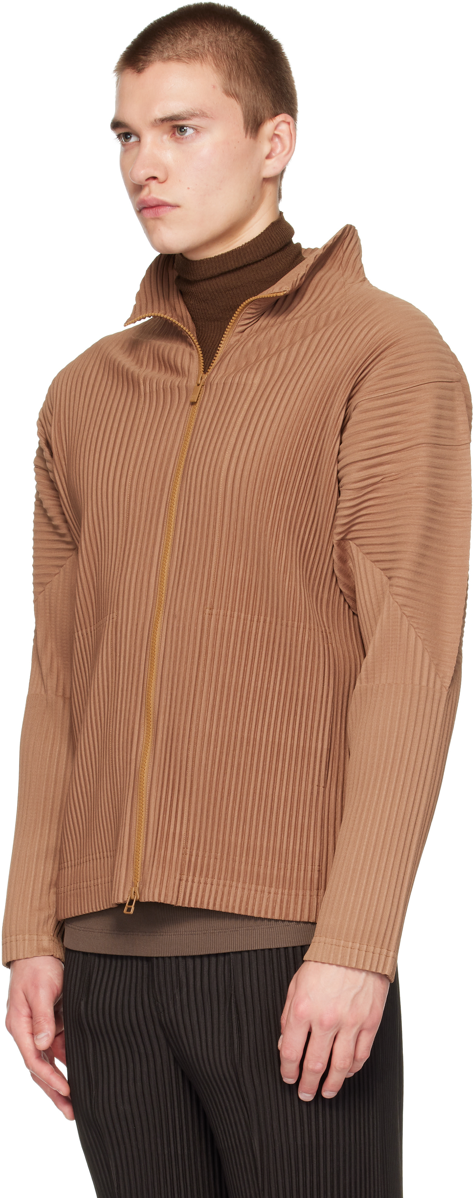 【人気】homme plisse issey miyake イッセイミヤケ 2 HOMME PLISSÉ ISSEY MIYAKE: Brown Color Pleats 2 Jacket | SSENSE