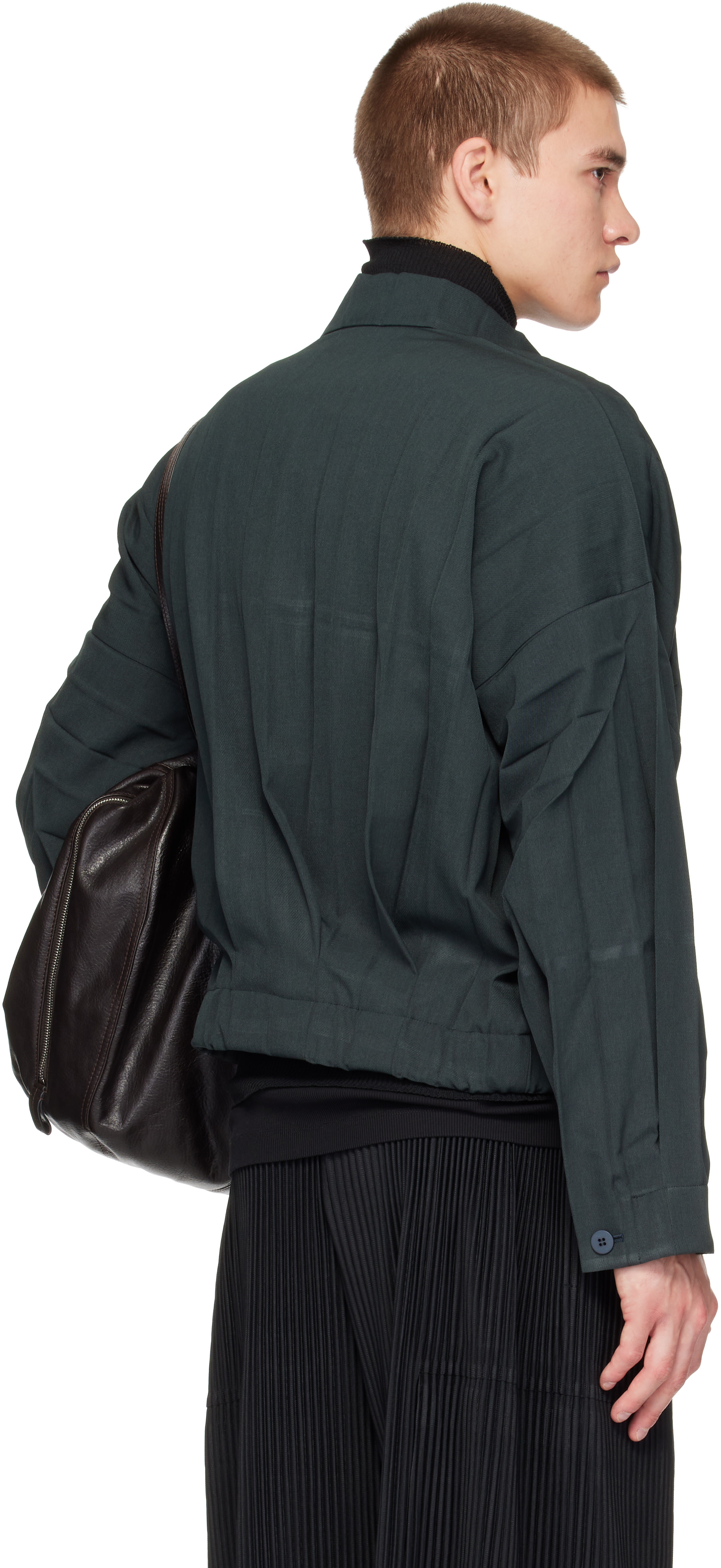 HOMME PLISSÉ ISSEY MIYAKE: Green Edge Ensemble Jacket | SSENSE