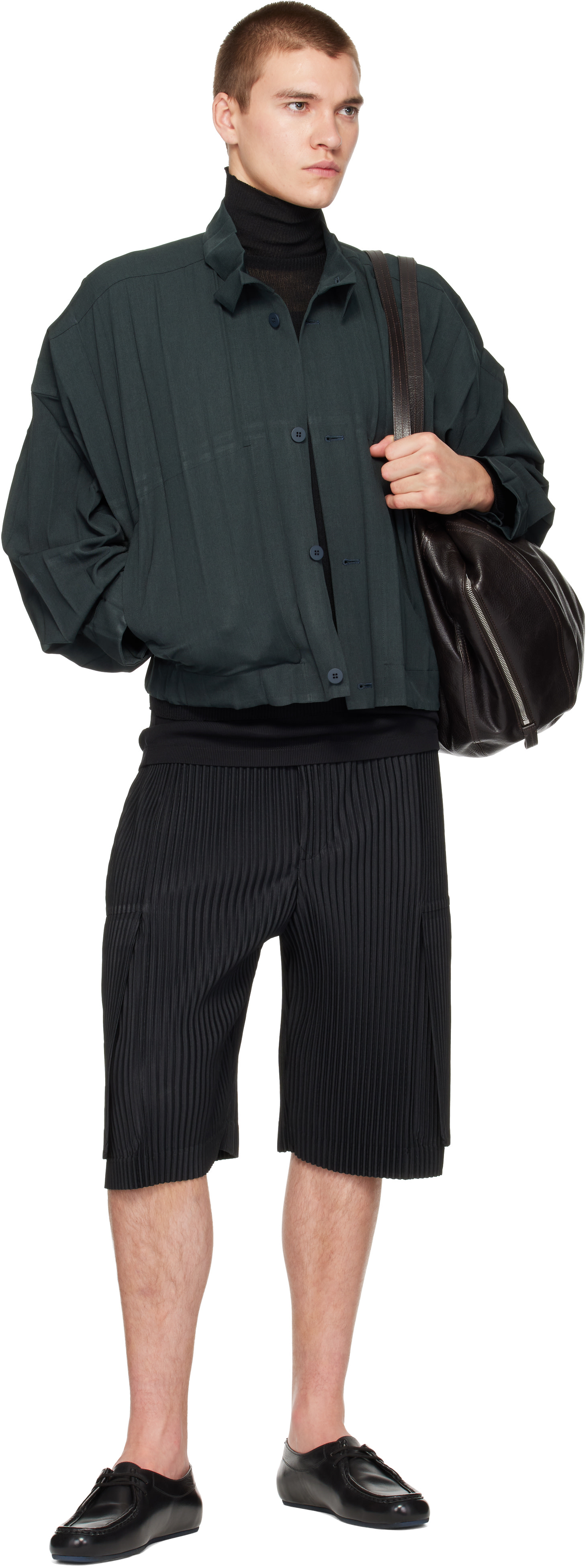 HOMME PLISSÉ ISSEY MIYAKE: Green Edge Ensemble Jacket | SSENSE