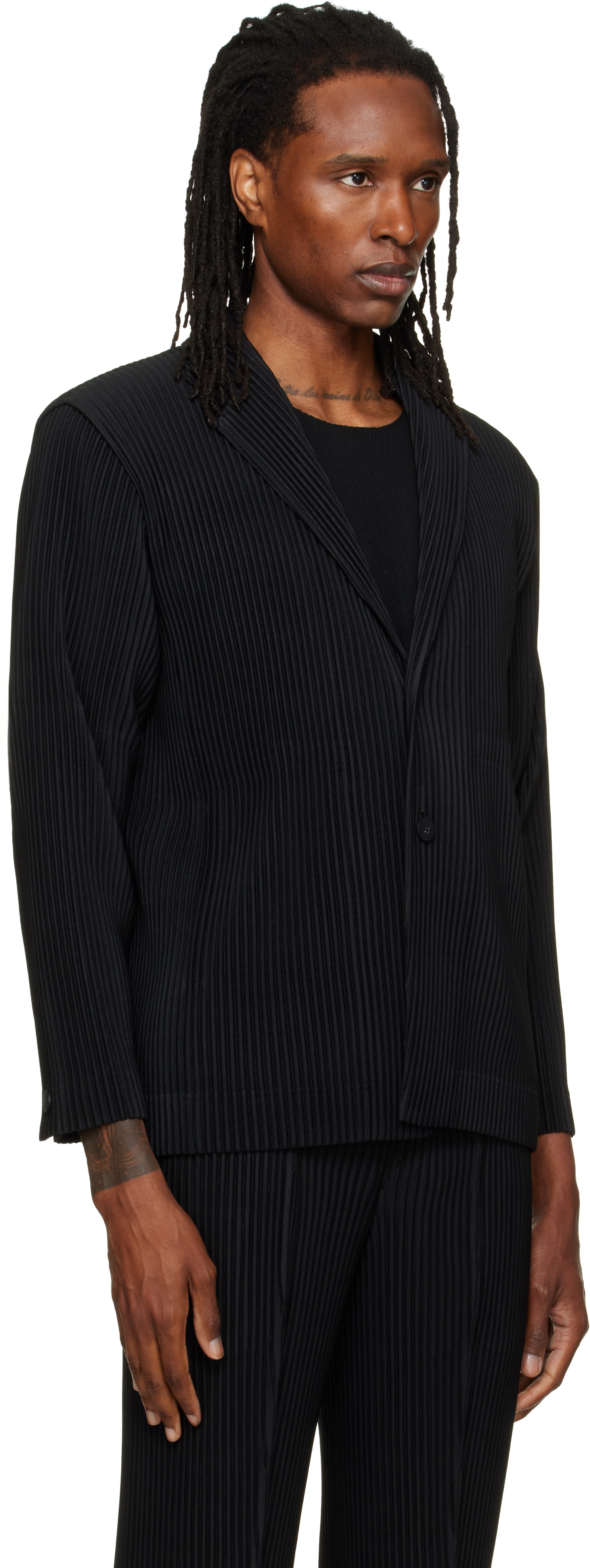 HOMME PLISSÉ ISSEY MIYAKE: Black August Tailored Pleats 1 Blazer