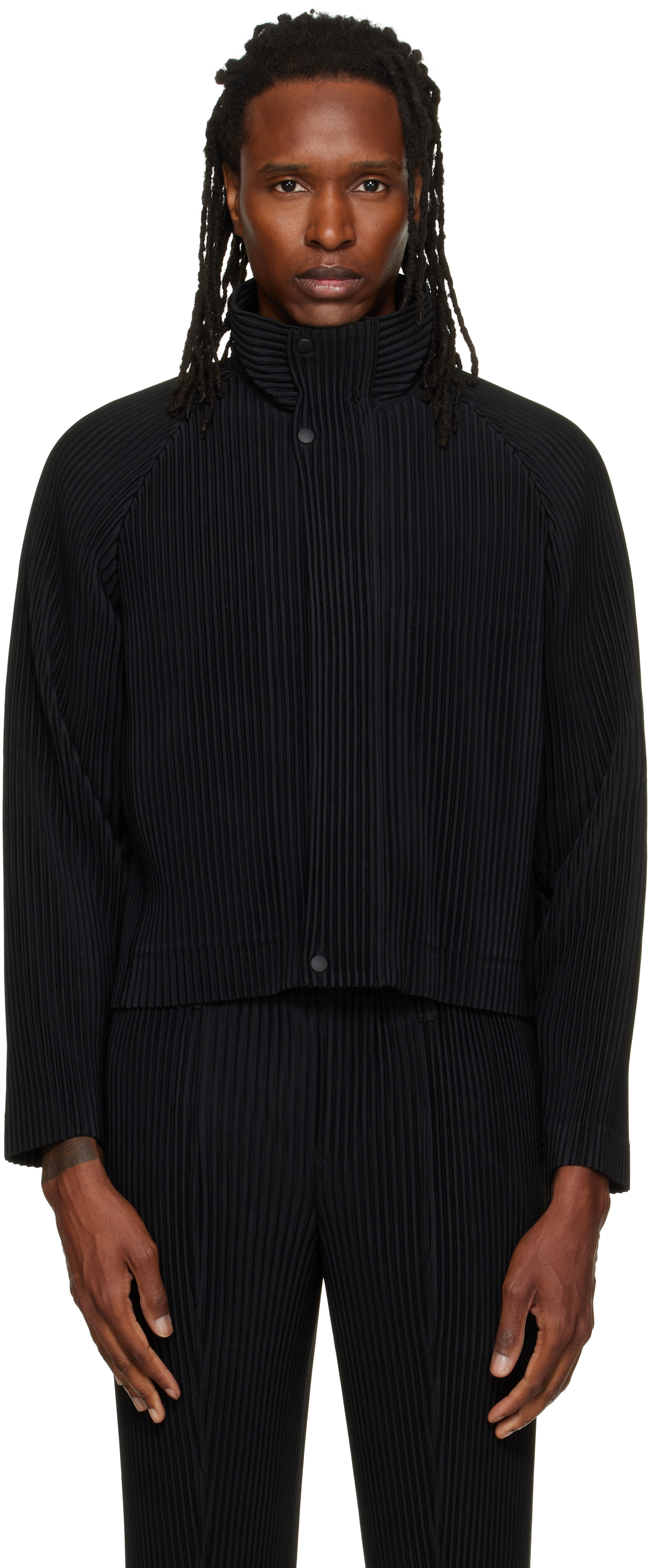 HOMME PLISSE ISSEY MIYAKE ジャケット ブラック HOMME PLISSÉ ISSEY MIYAKE: Black Tailored Pleats 1 Jacket | SSENSE