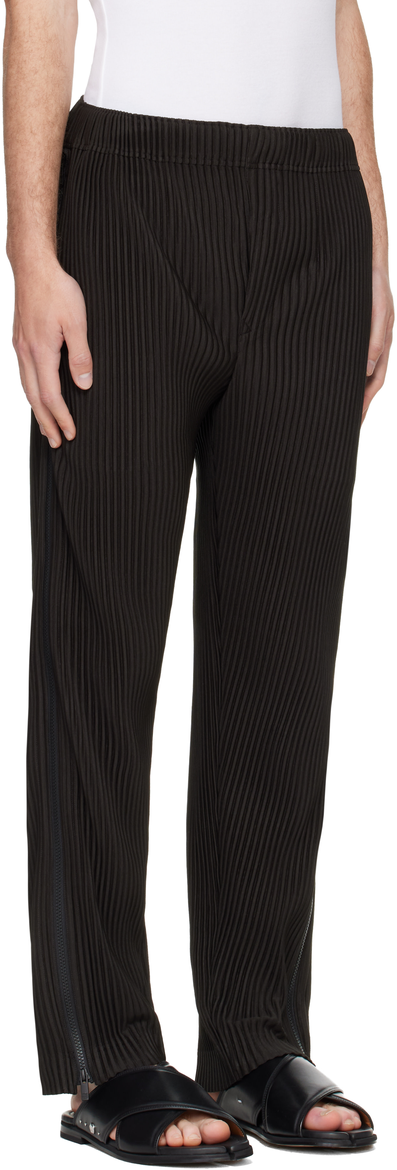 HOMME PLISSÉ ISSEY MIYAKE: Black Multi-Fastened Trousers | SSENSE
