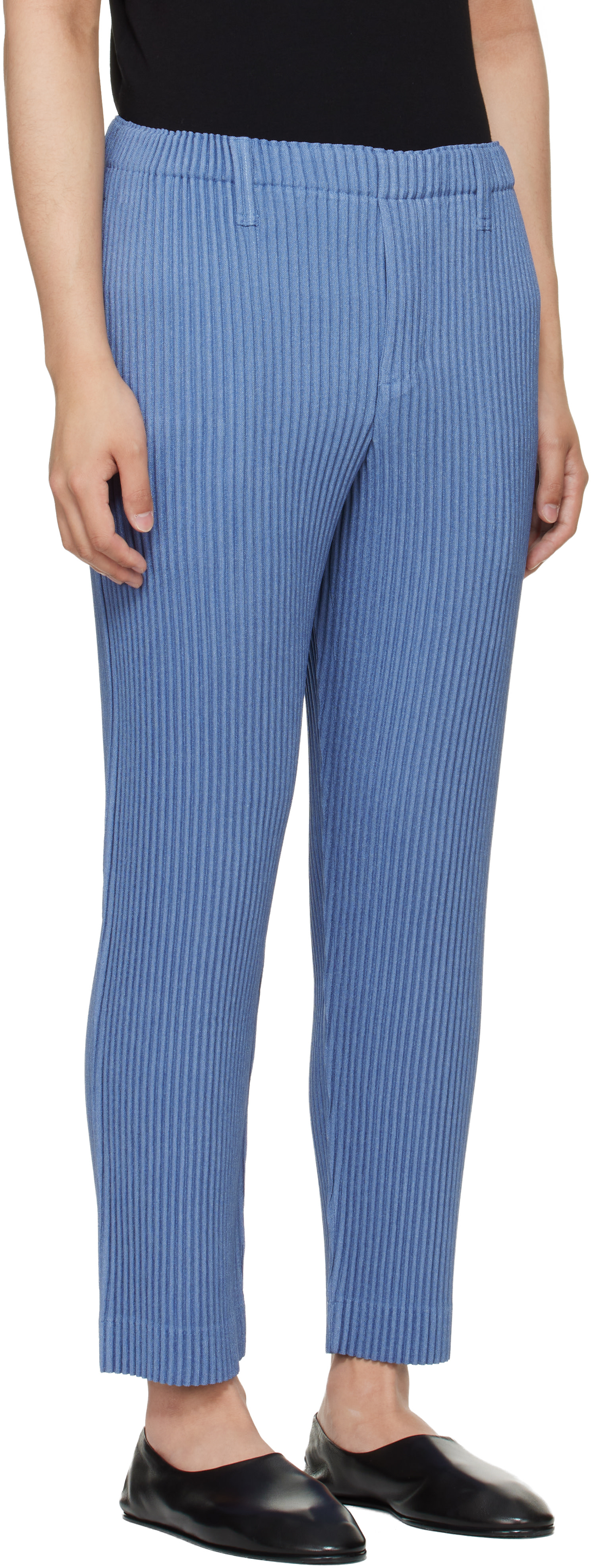 HOMME PLISSÉ ISSEY MIYAKE: Blue Linen Like Trousers | SSENSE Canada