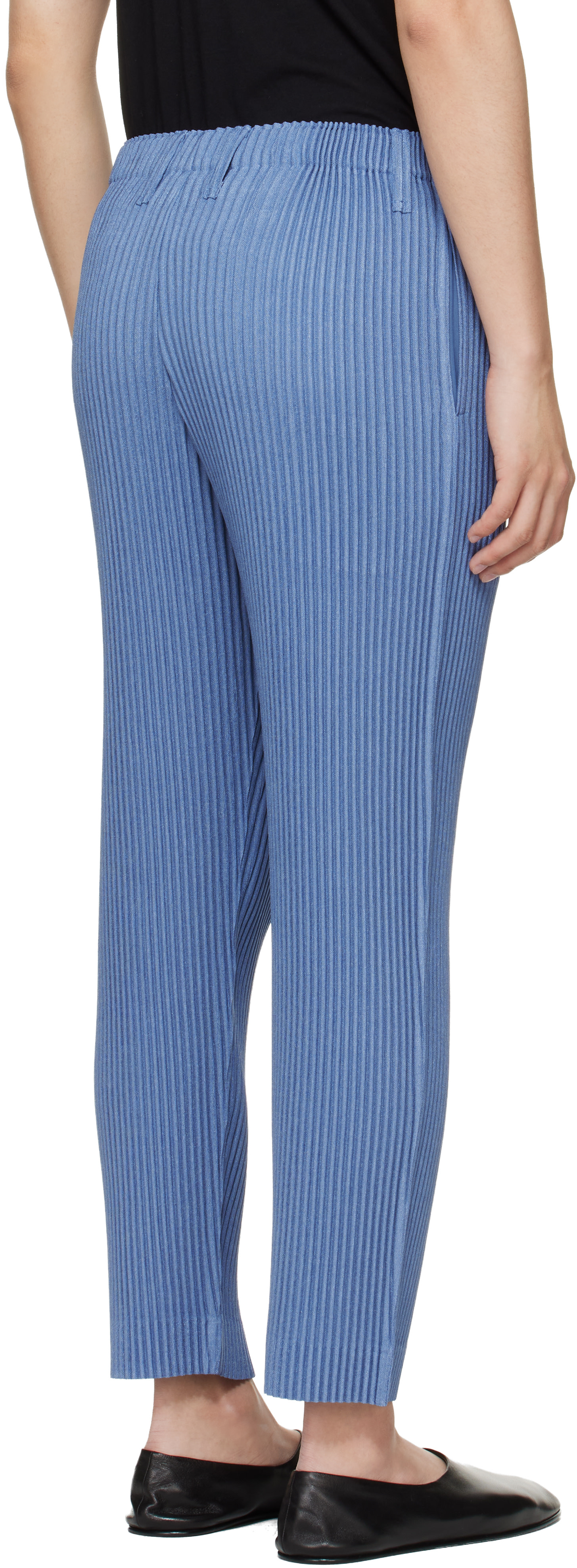 HOMME PLISSÉ ISSEY MIYAKE: Blue Linen Like Trousers | SSENSE Canada