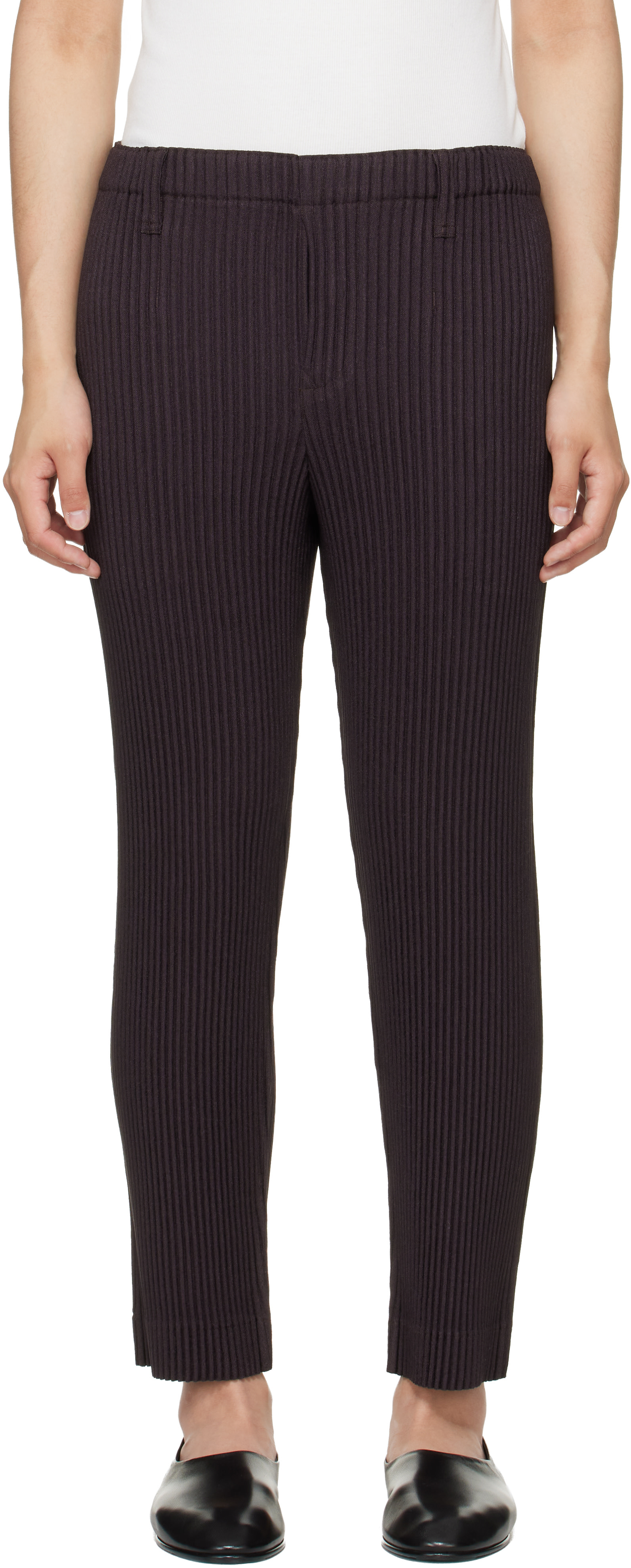HOMME PLISSÉ ISSEY MIYAKE: Brown Linen Like Trousers | SSENSE
